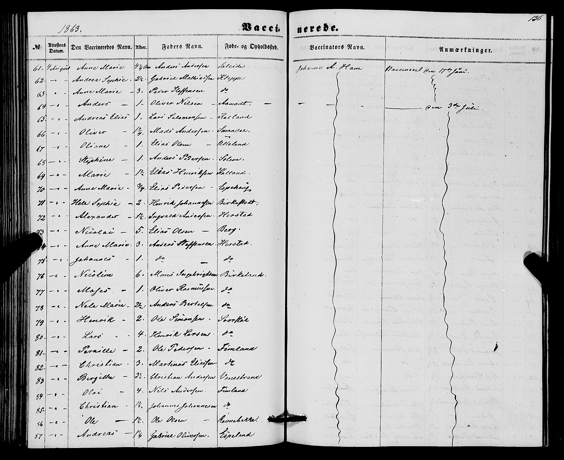 Førde sokneprestembete, AV/SAB-A-79901/H/Haa/Haaa/L0010: Parish register (official) no. A 10, 1861-1876, p. 136