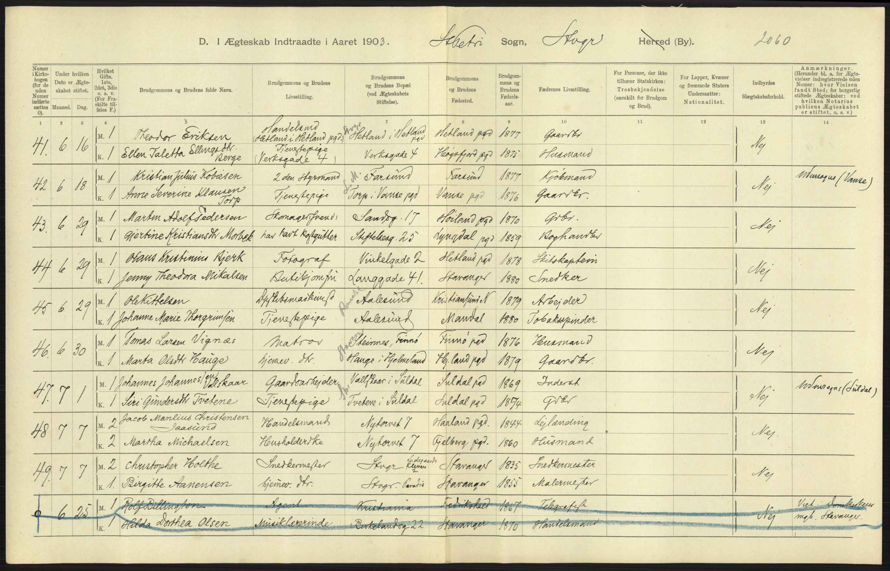 Statistisk sentralbyrå, Sosiodemografiske emner, Befolkning, AV/RA-S-2228/D/Df/Dfa/Dfaa/L0012: Stavanger amt: Fødte, gifte, døde, 1903, p. 613