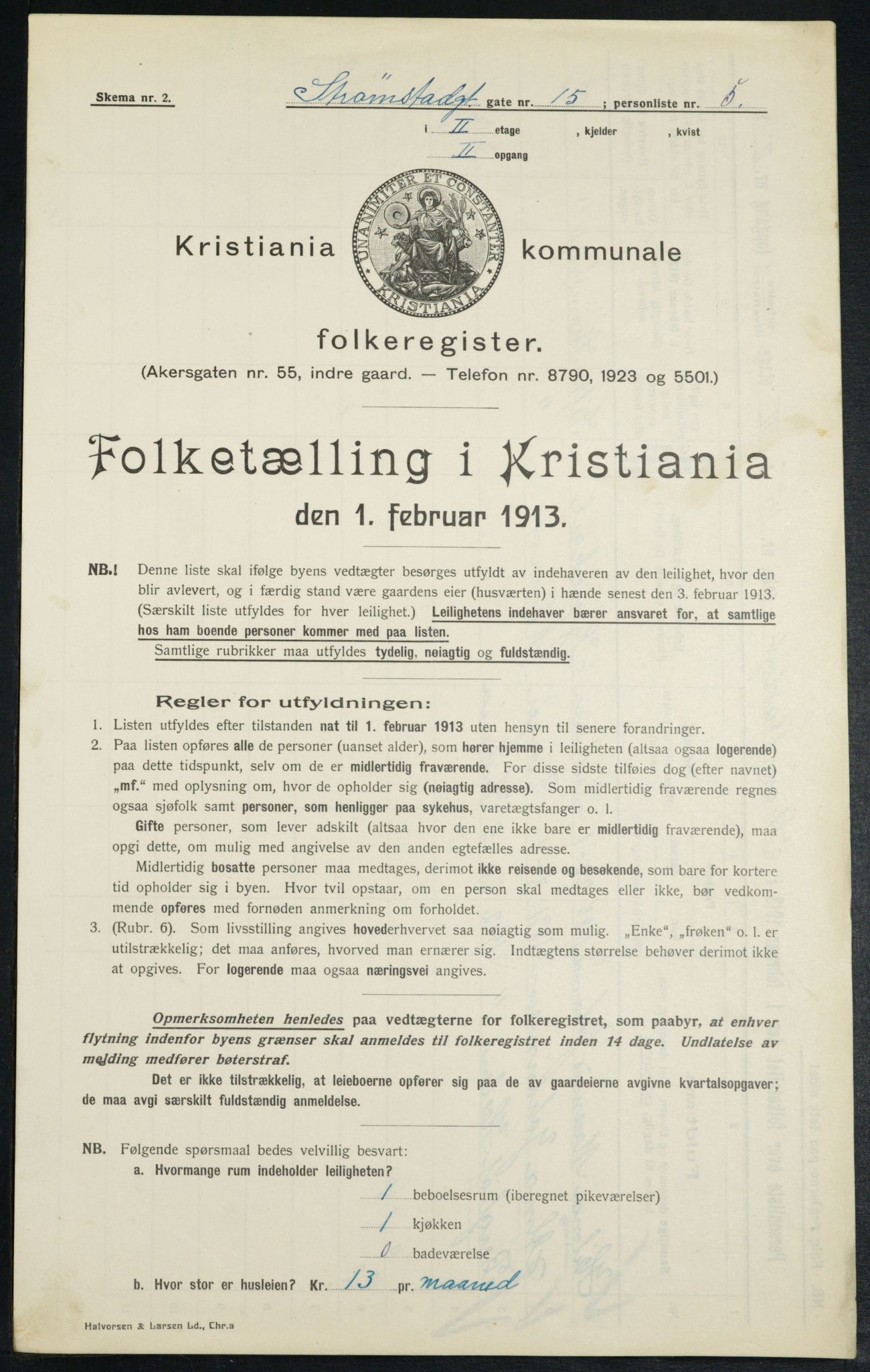 OBA, Municipal Census 1913 for Kristiania, 1913, p. 104019