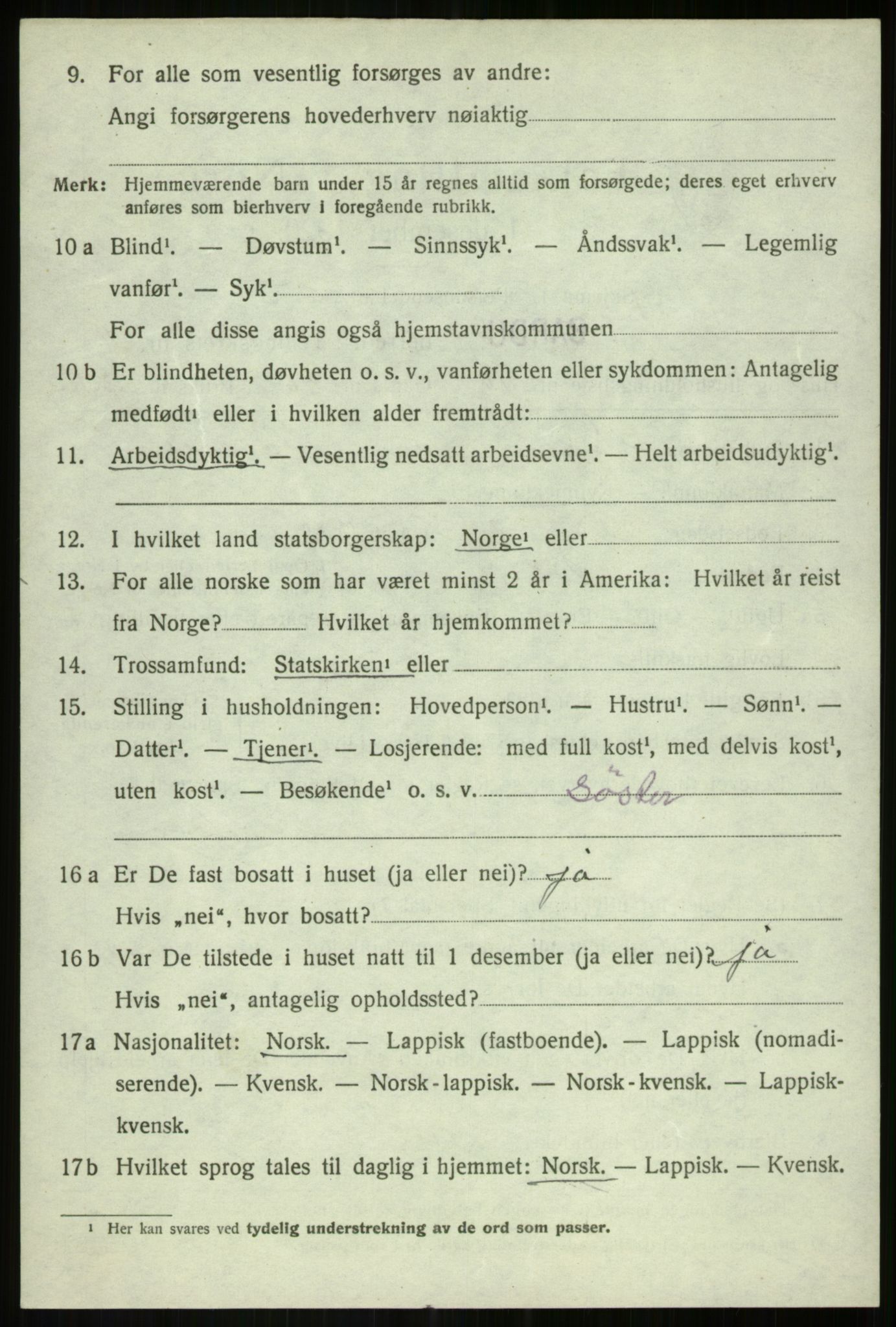 SATØ, 1920 census for Bardu, 1920, p. 3612