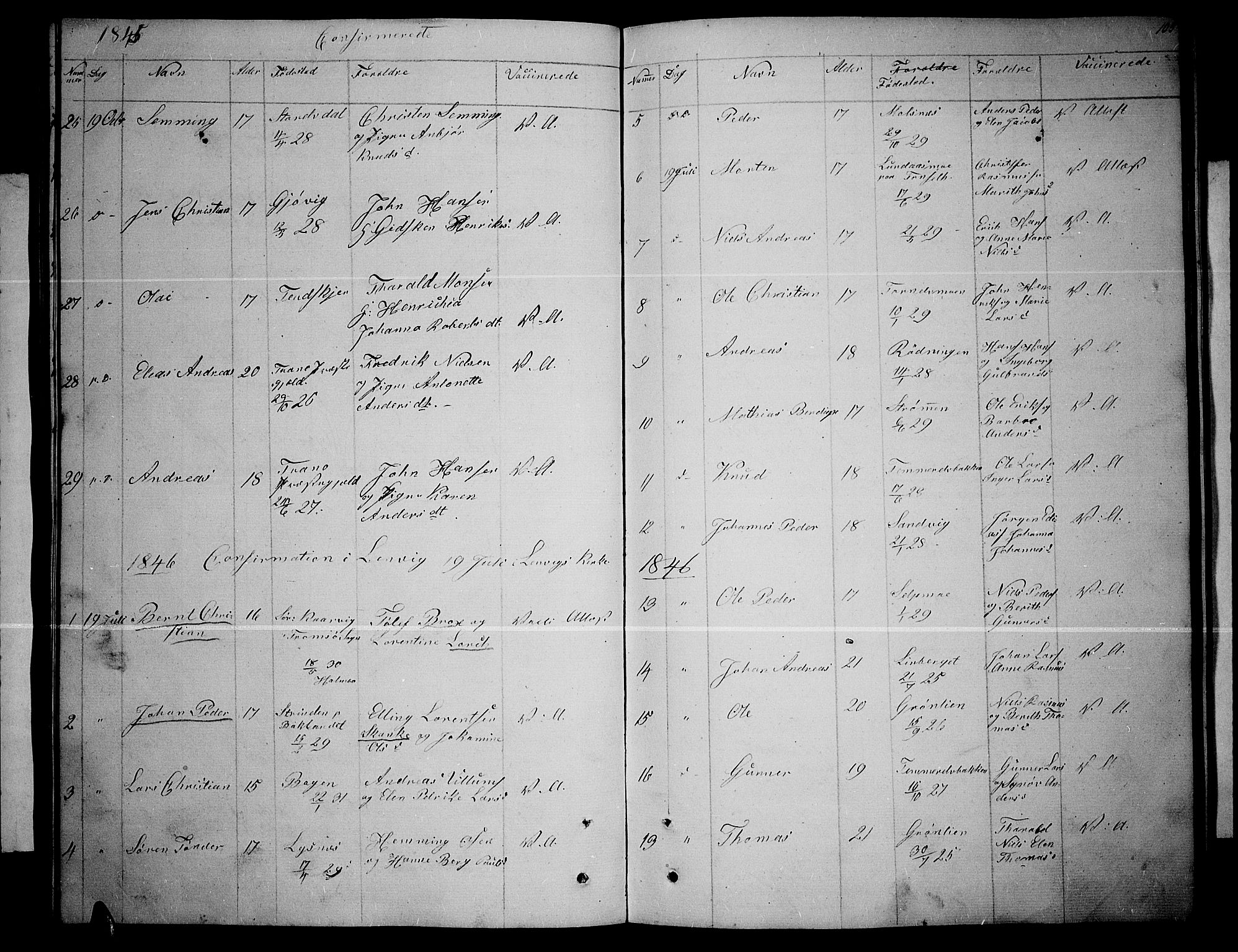 Lenvik sokneprestembete, AV/SATØ-S-1310/H/Ha/Hab/L0003klokker: Parish register (copy) no. 3, 1844-1858, p. 105