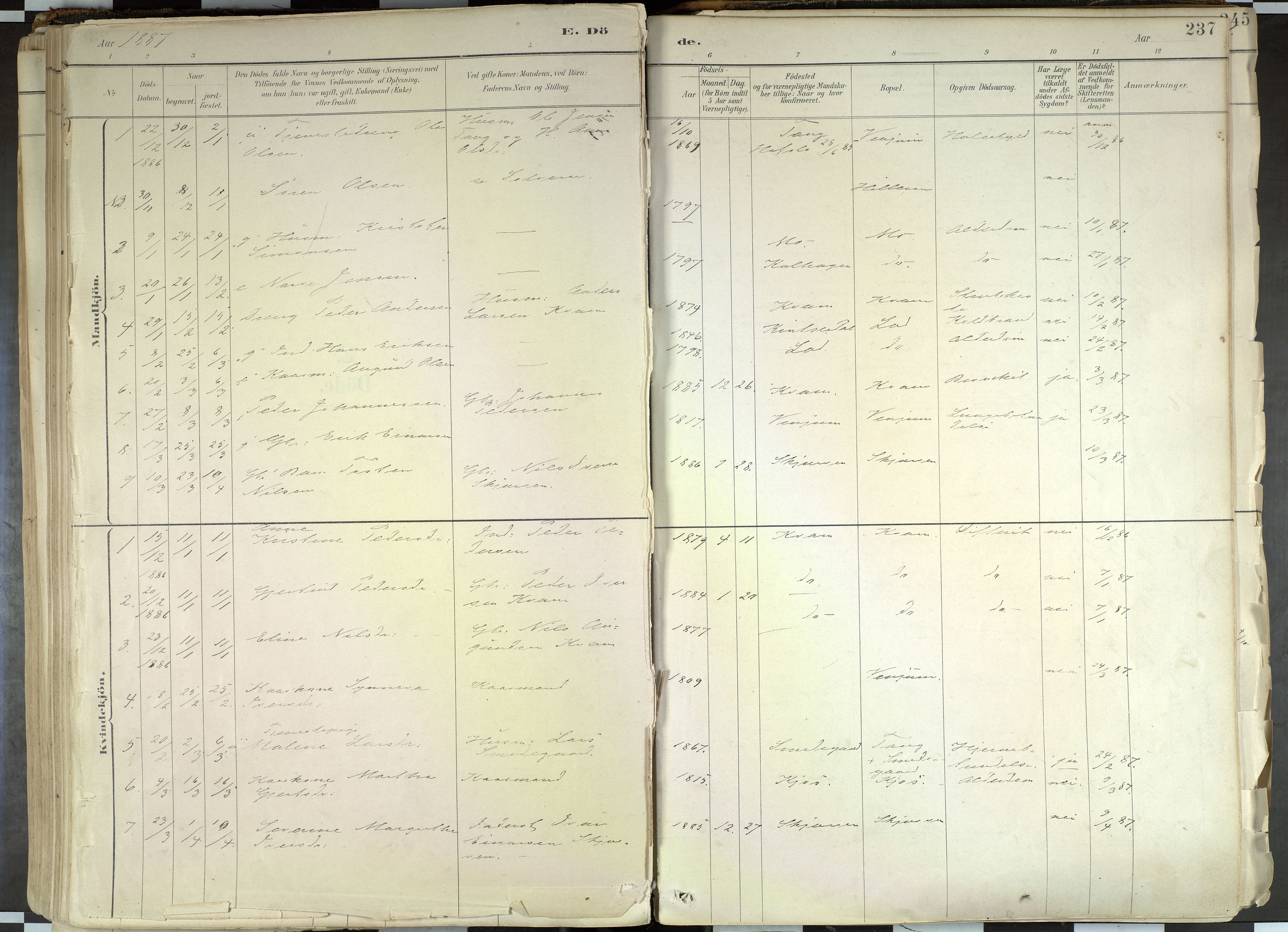 Hafslo sokneprestembete, SAB/A-80301/H/Haa/Haab/L0001: Parish register (official) no. B 1, 1886-1945, p. 237