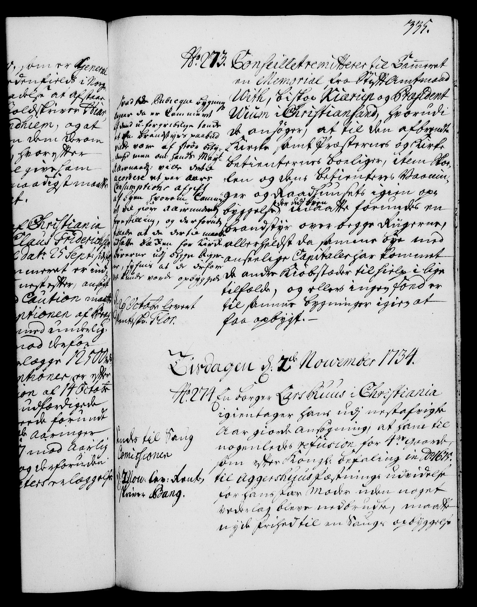 Rentekammeret, Kammerkanselliet, RA/EA-3111/G/Gh/Gha/L0016: Norsk ekstraktmemorialprotokoll (merket RK 53.61), 1734-1735, p. 335