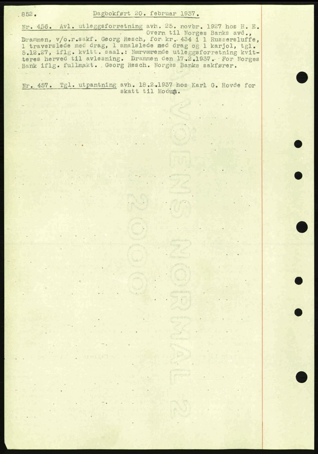 Eiker, Modum og Sigdal sorenskriveri, SAKO/A-123/G/Ga/Gab/L0034: Mortgage book no. A4, 1936-1937, Diary no: : 456/1937