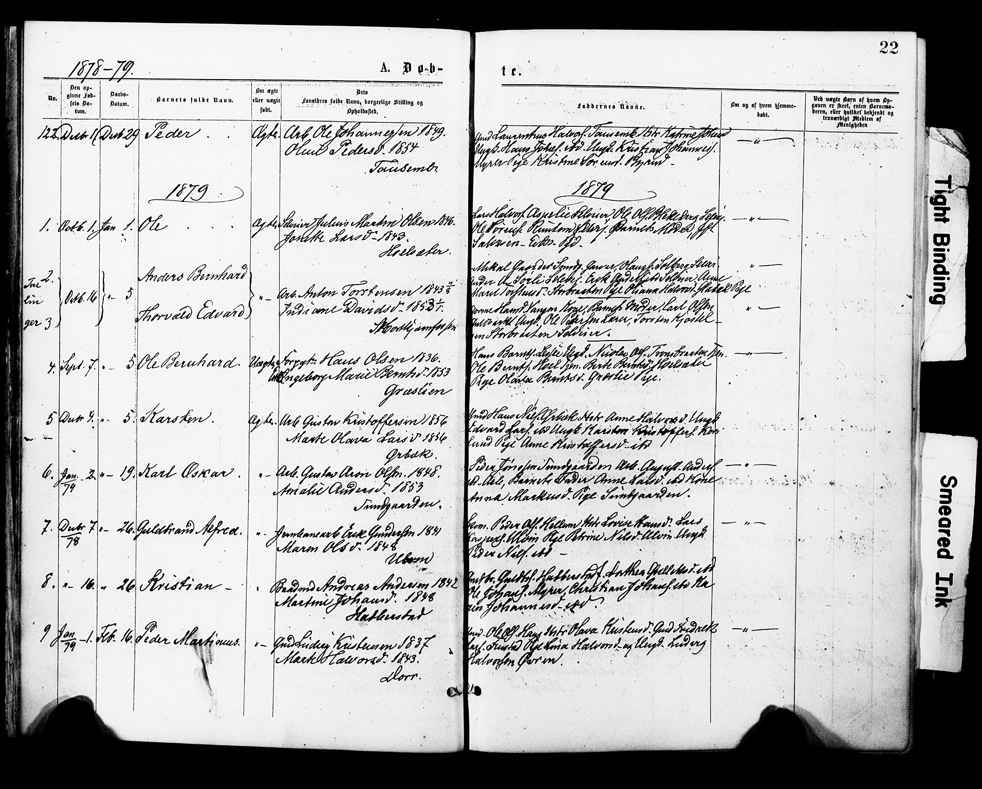 Eidsvoll prestekontor Kirkebøker, AV/SAO-A-10888/F/Fa/L0001: Parish register (official) no. I 1, 1877-1881, p. 22