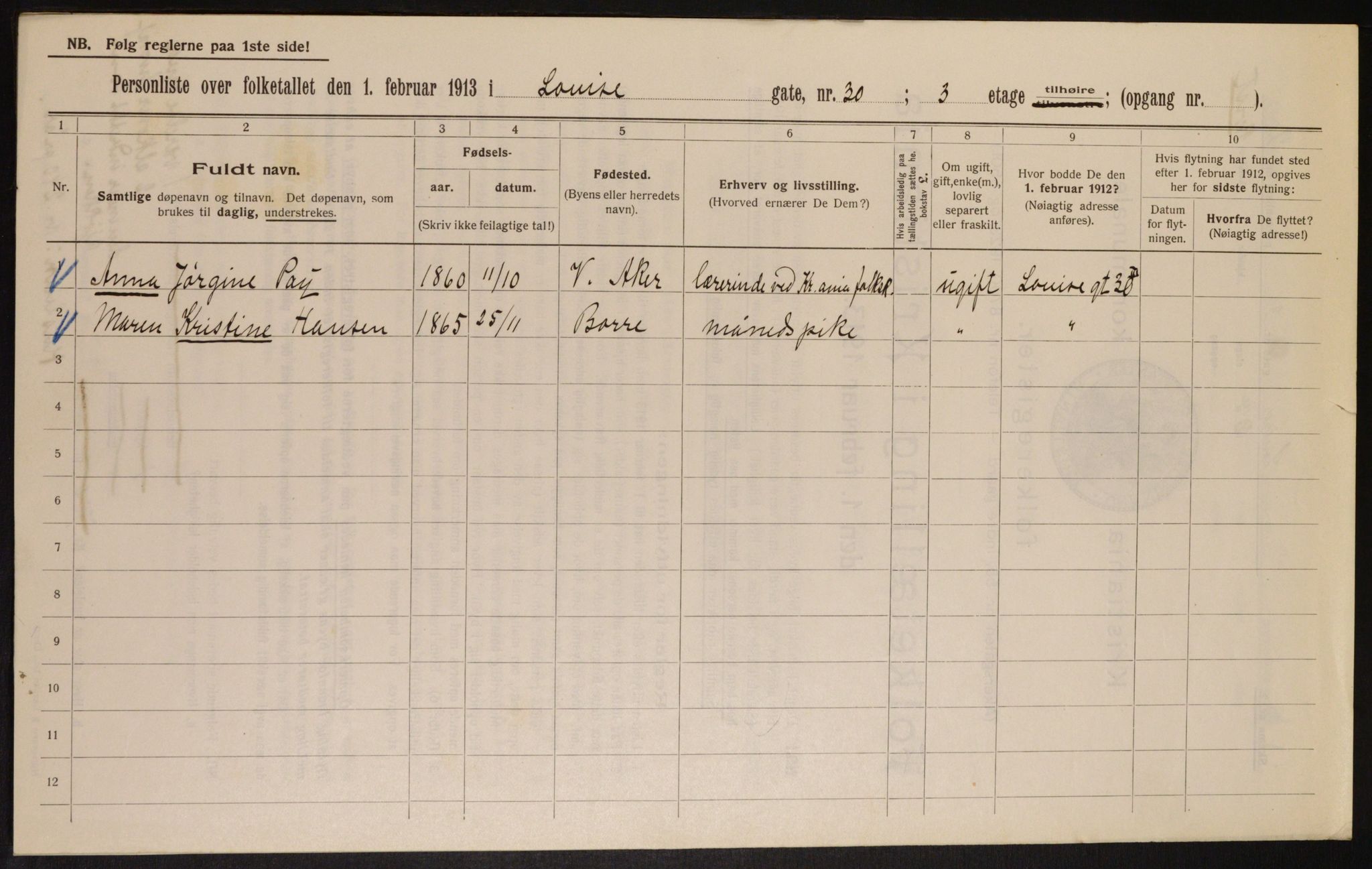 OBA, Municipal Census 1913 for Kristiania, 1913, p. 58209