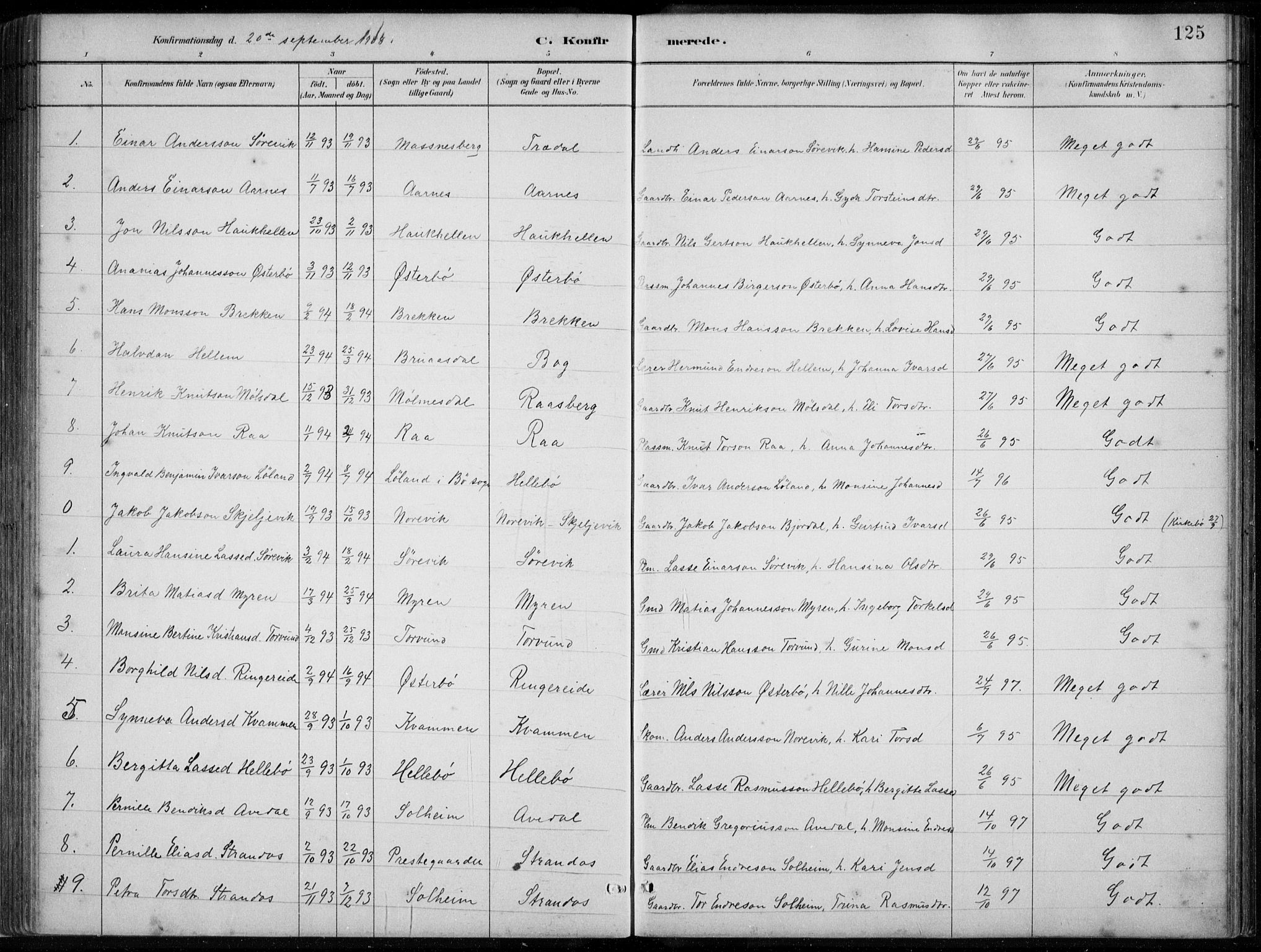 Lavik sokneprestembete, SAB/A-80901: Parish register (copy) no. A 2, 1882-1910, p. 125