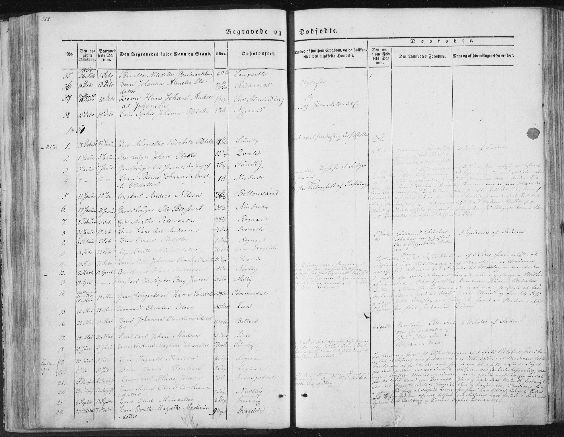 Ministerialprotokoller, klokkerbøker og fødselsregistre - Nordland, SAT/A-1459/847/L0667: Parish register (official) no. 847A07, 1842-1871, p. 322