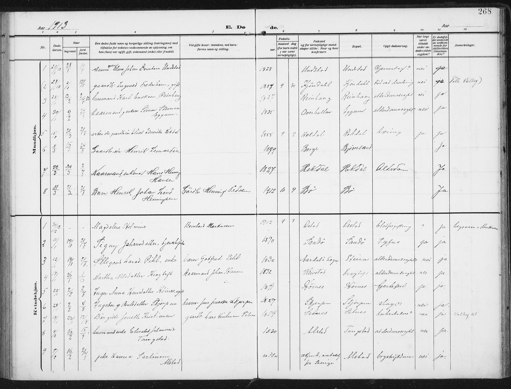 Ministerialprotokoller, klokkerbøker og fødselsregistre - Nordland, SAT/A-1459/880/L1135: Parish register (official) no. 880A09, 1908-1919, p. 268