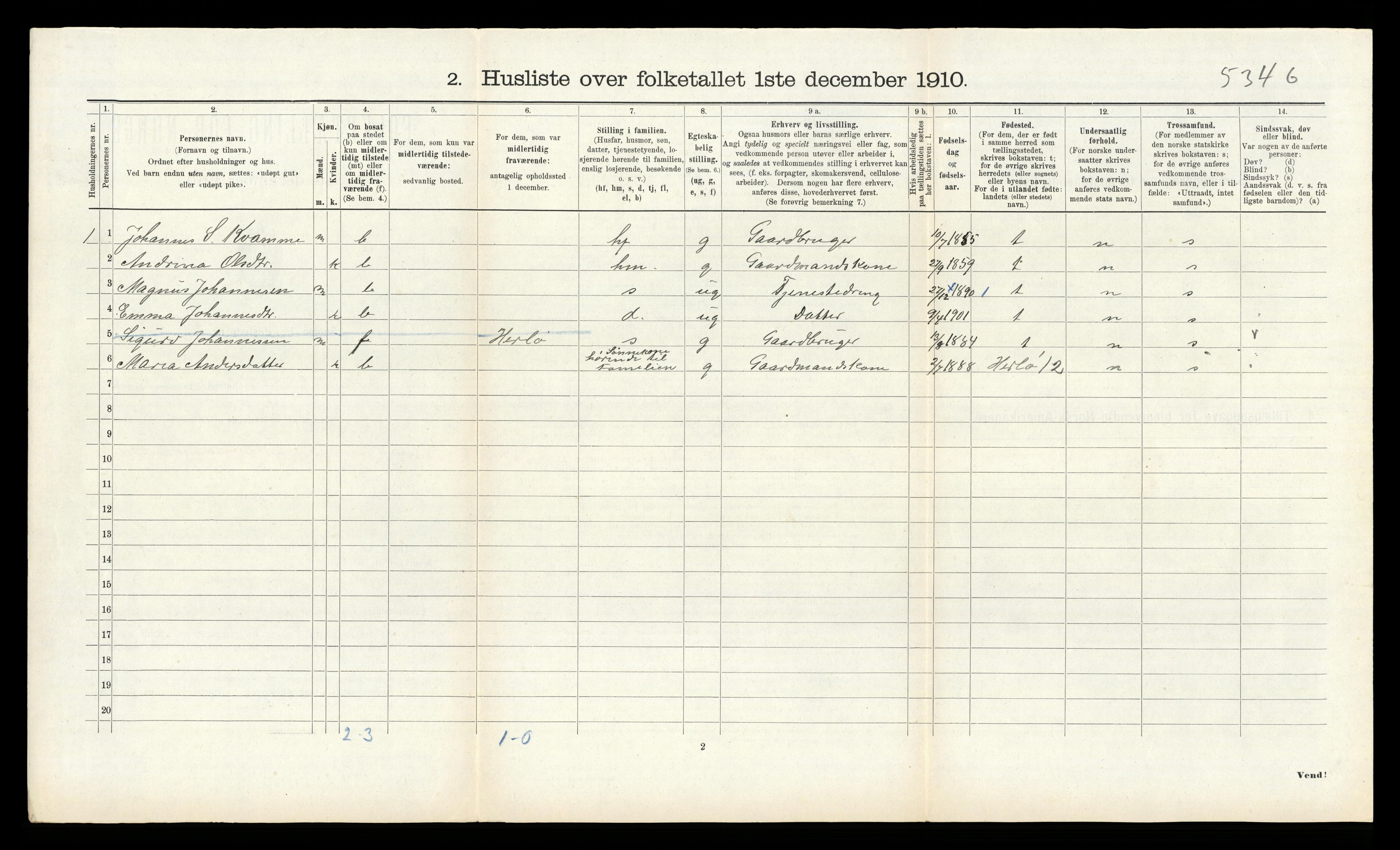 RA, 1910 census for Alversund, 1910, p. 727