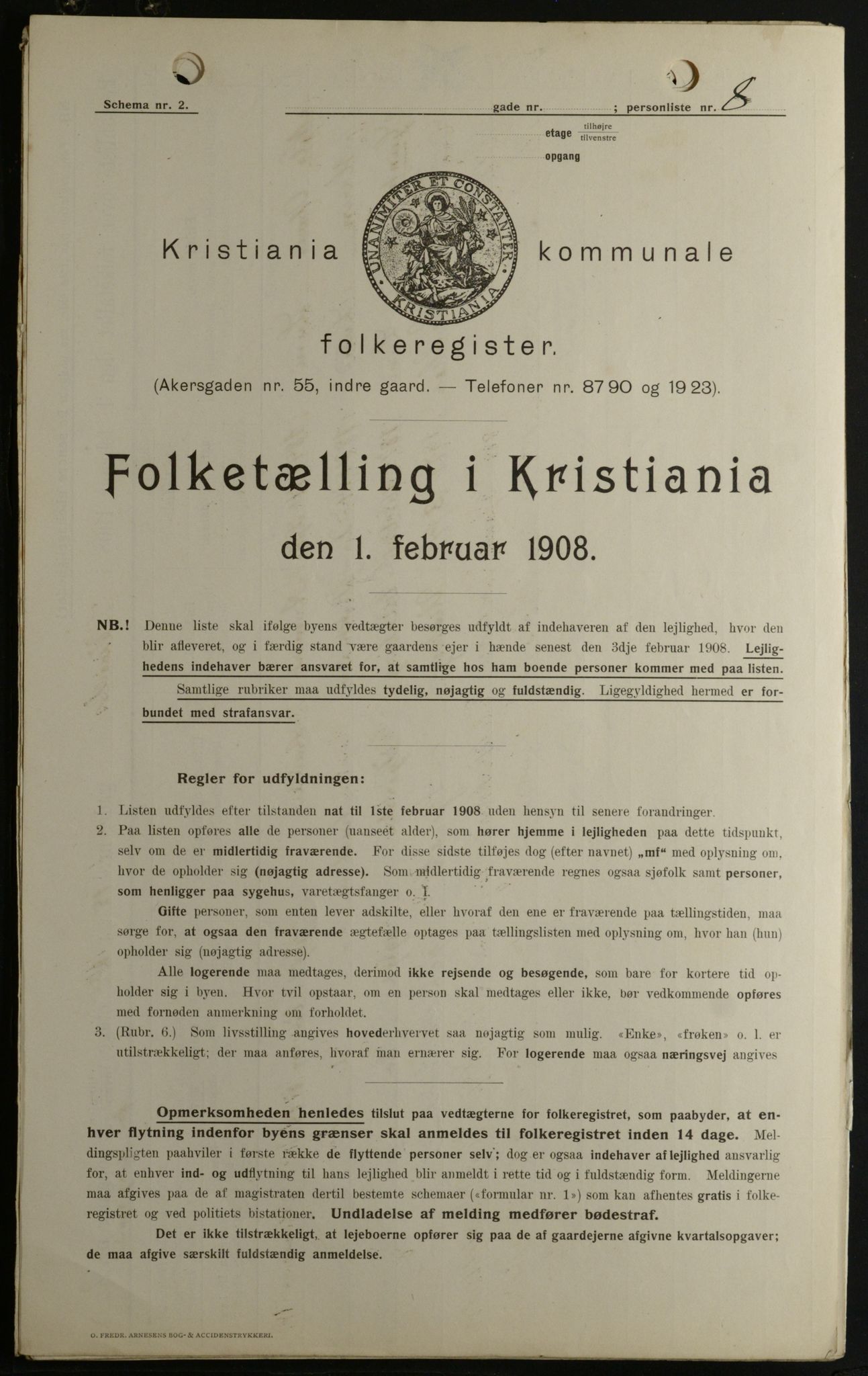 OBA, Municipal Census 1908 for Kristiania, 1908, p. 115069