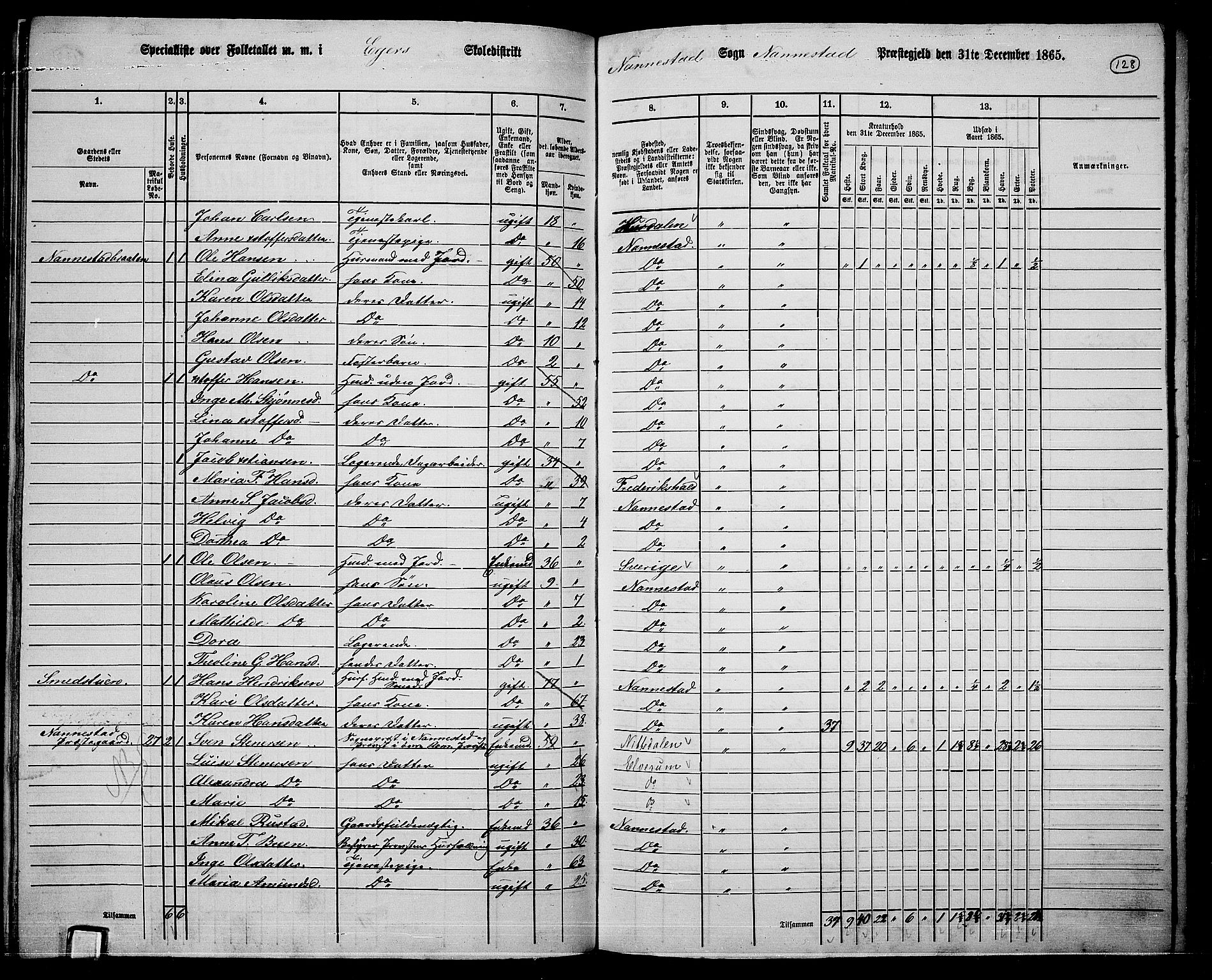 RA, 1865 census for Nannestad, 1865, p. 14