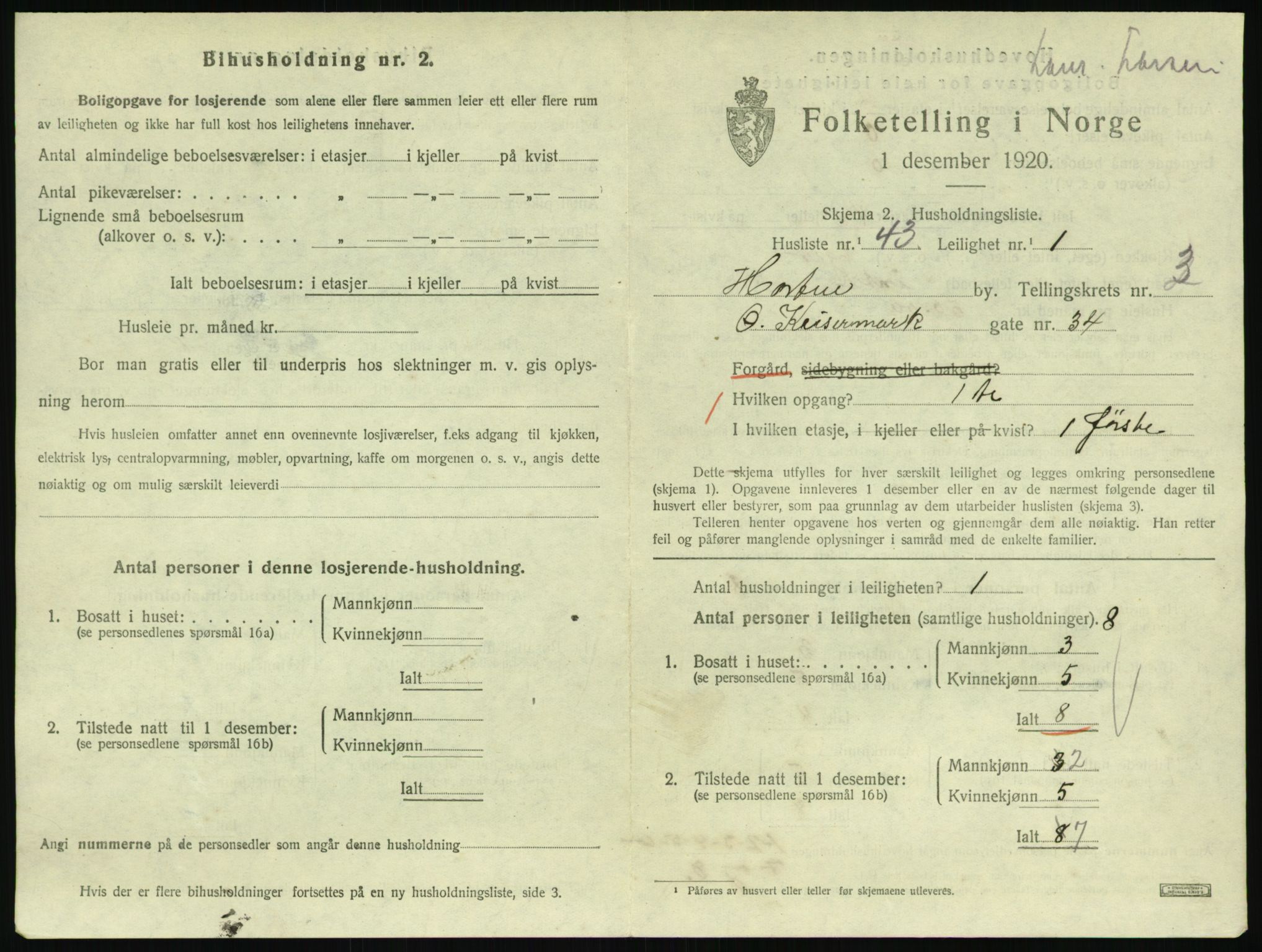 SAKO, 1920 census for Horten, 1920, p. 4287