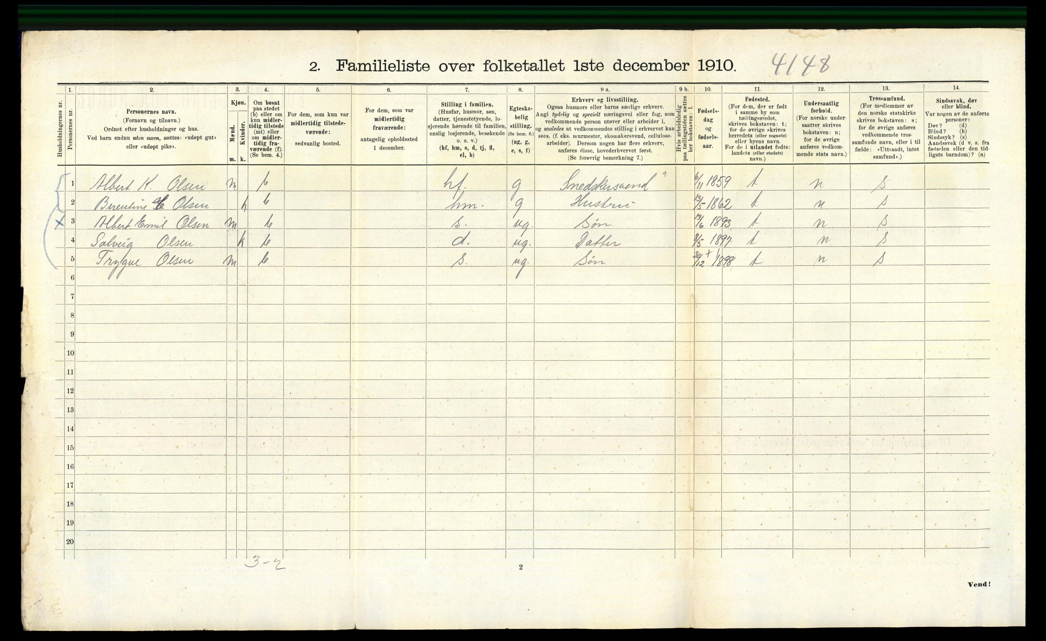 RA, 1910 census for Bergen, 1910, p. 36096