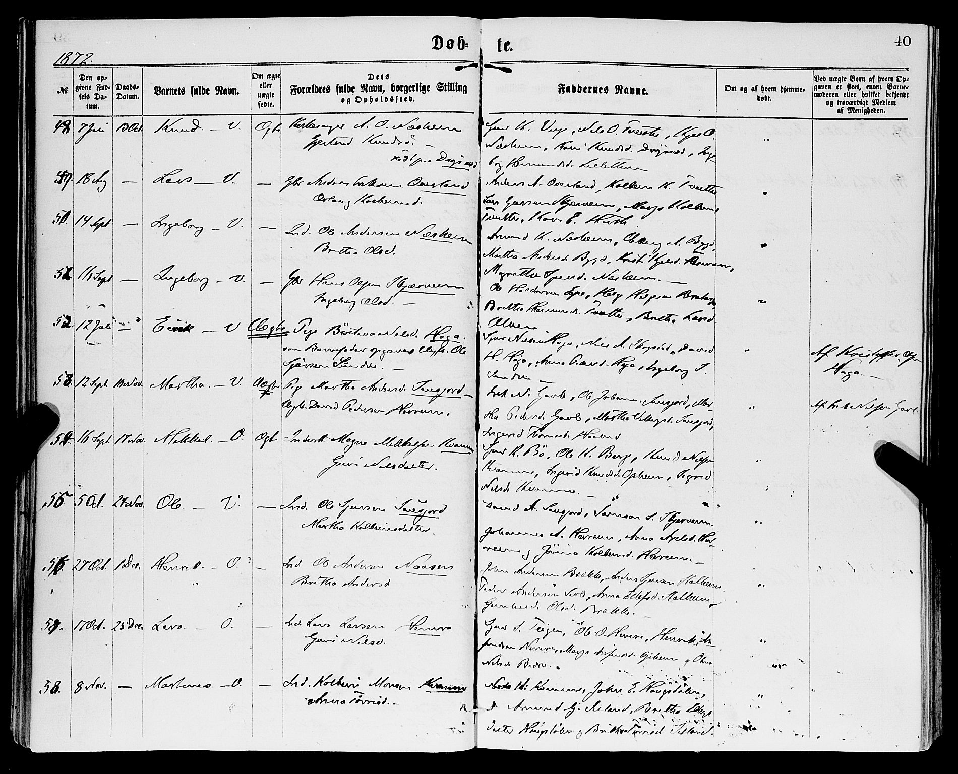 Vossestrand Sokneprestembete, AV/SAB-A-79101/H/Haa: Parish register (official) no. A 1, 1866-1877, p. 40