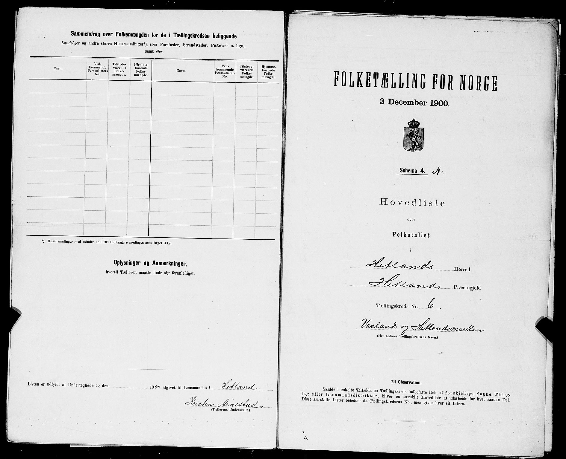 SAST, 1900 census for Hetland, 1900, p. 32