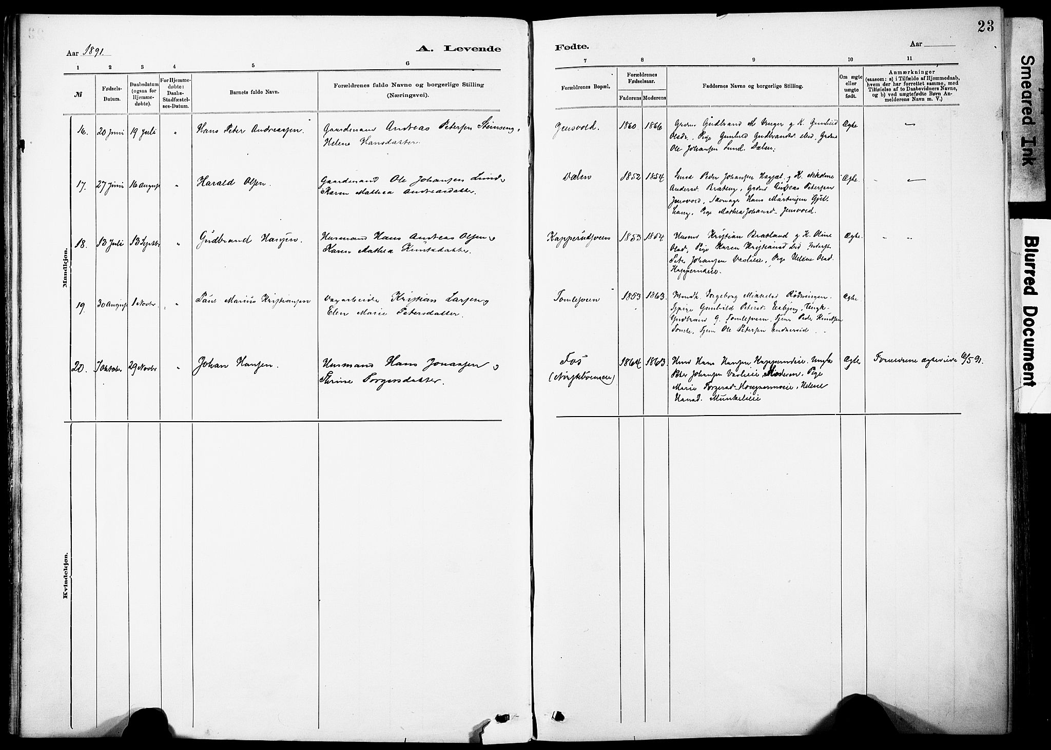 Nordre Land prestekontor, AV/SAH-PREST-124/H/Ha/Haa/L0005: Parish register (official) no. 5, 1882-1903, p. 23