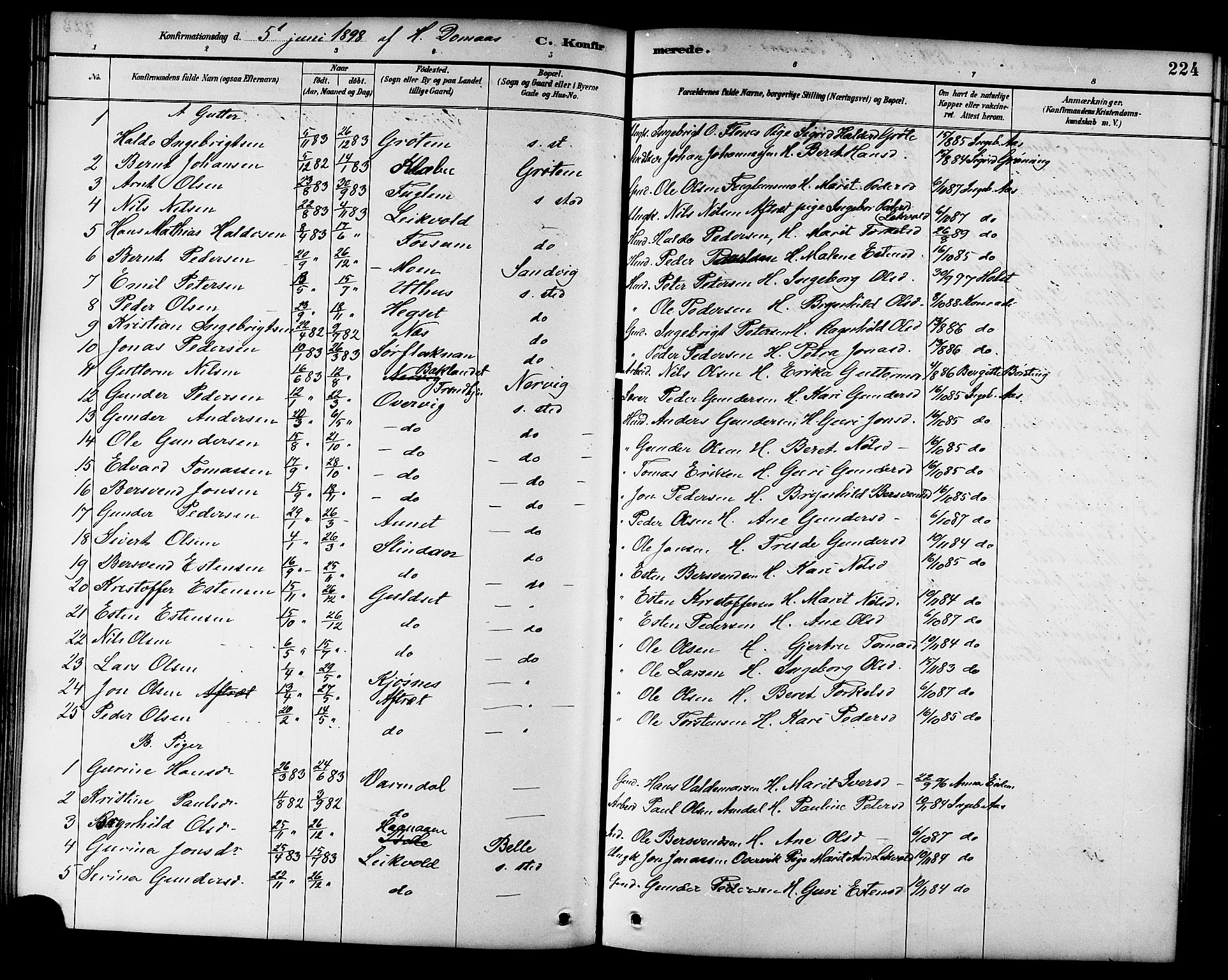 Ministerialprotokoller, klokkerbøker og fødselsregistre - Sør-Trøndelag, AV/SAT-A-1456/695/L1157: Parish register (copy) no. 695C08, 1889-1913, p. 224