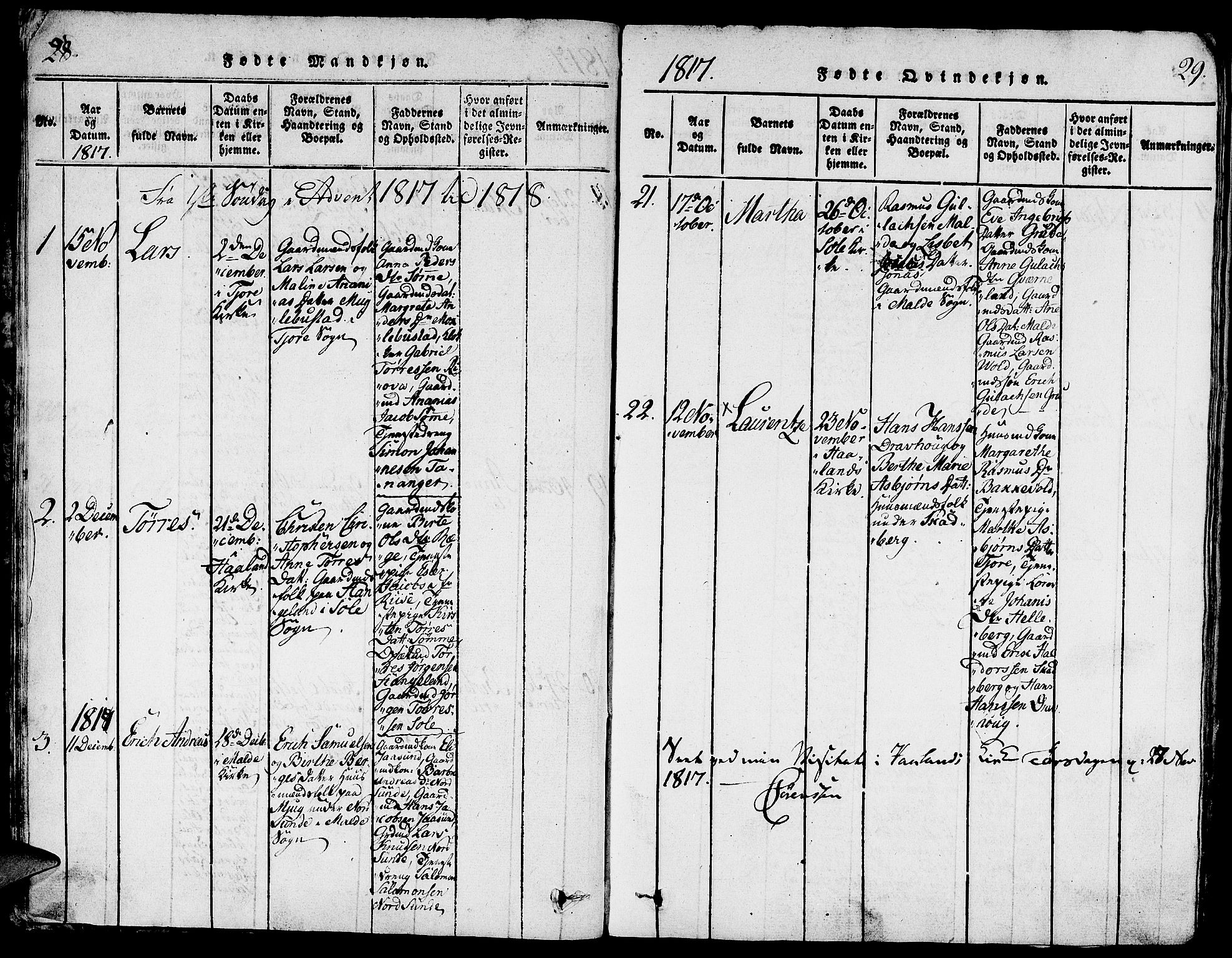 Håland sokneprestkontor, AV/SAST-A-101802/001/30BA/L0004: Parish register (official) no. A 4, 1815-1829, p. 28-29