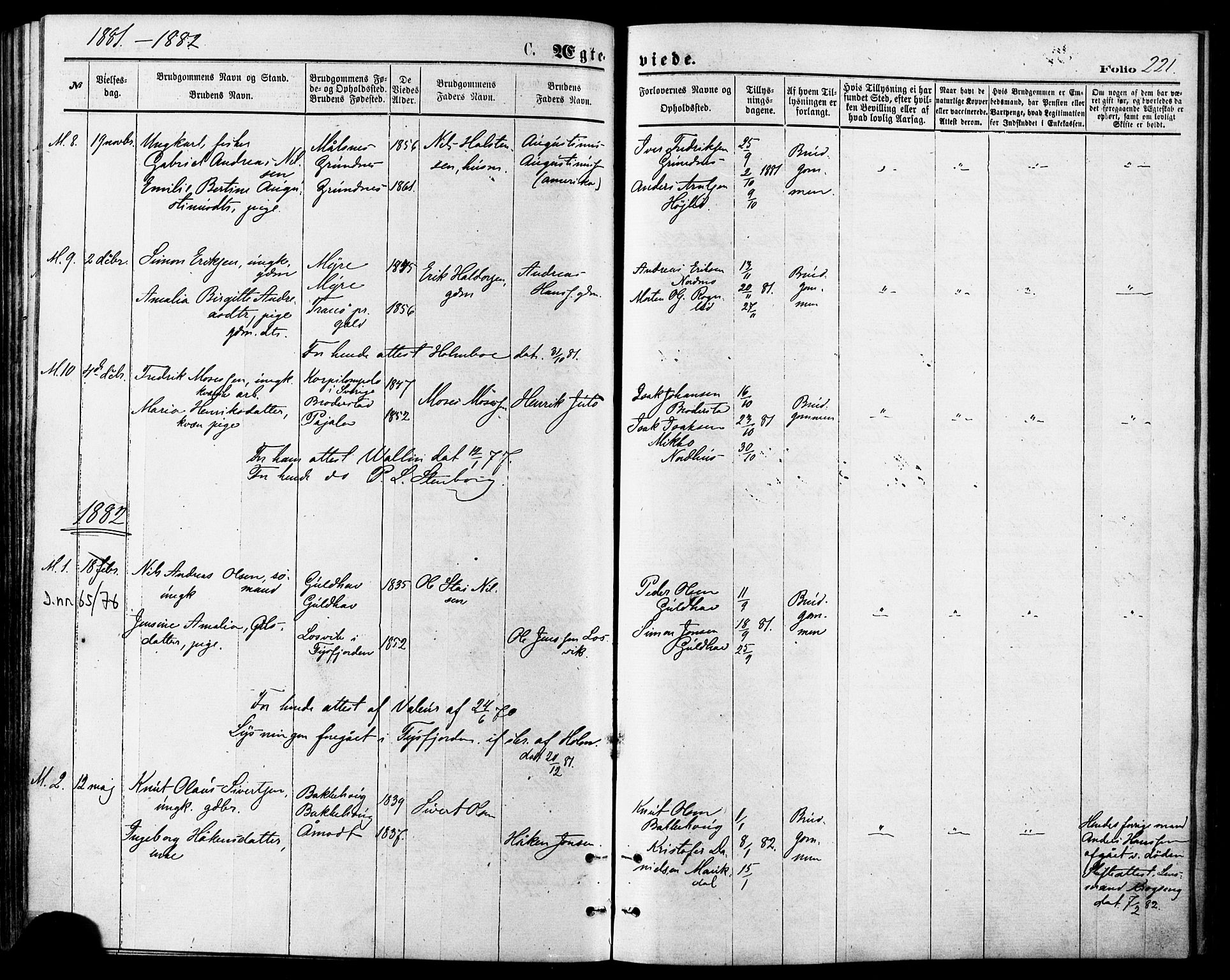 Målselv sokneprestembete, SATØ/S-1311/G/Ga/Gaa/L0005kirke: Parish register (official) no. 5, 1872-1884, p. 221