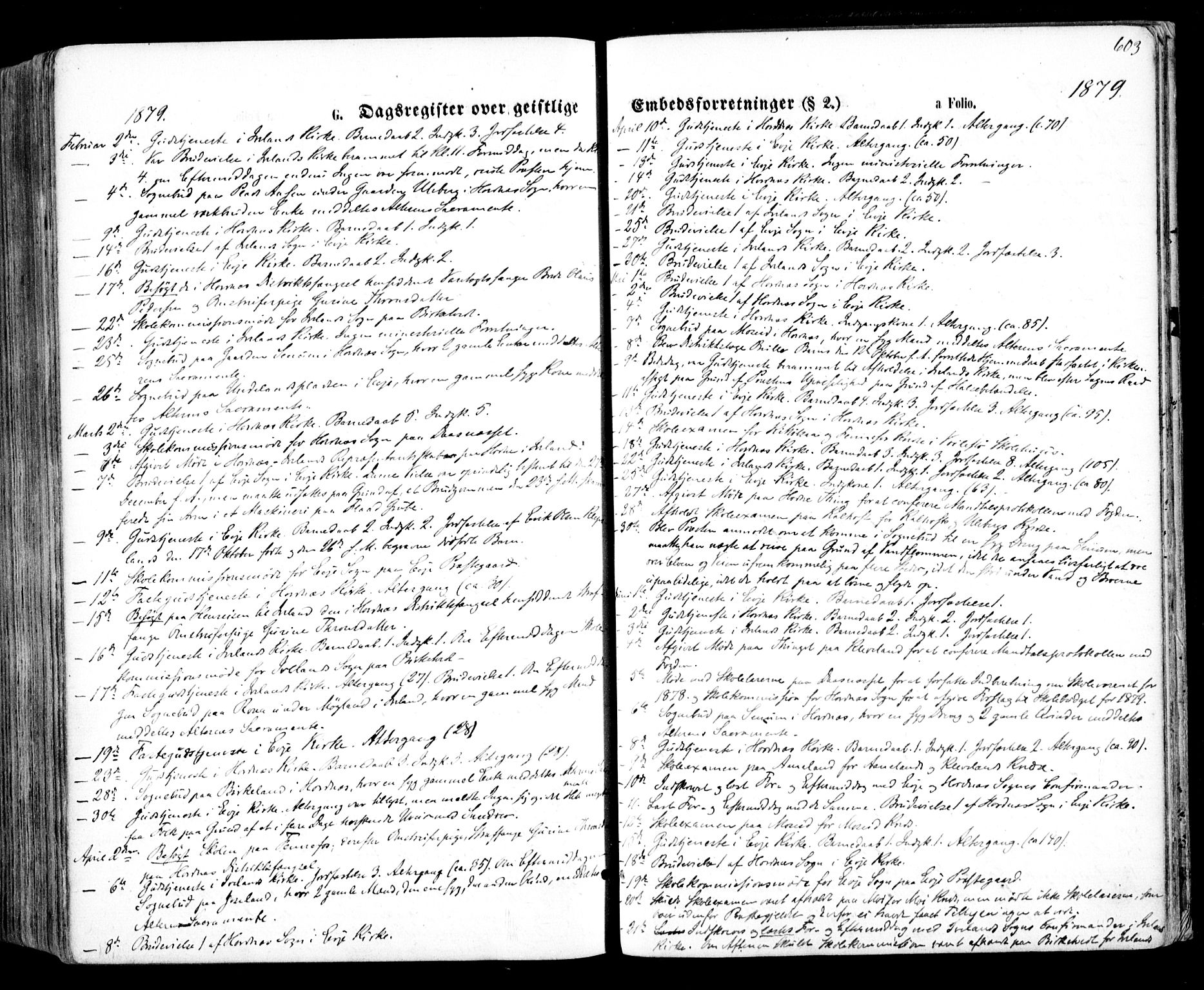 Evje sokneprestkontor, SAK/1111-0008/F/Fa/Faa/L0006: Parish register (official) no. A 6, 1866-1884, p. 603