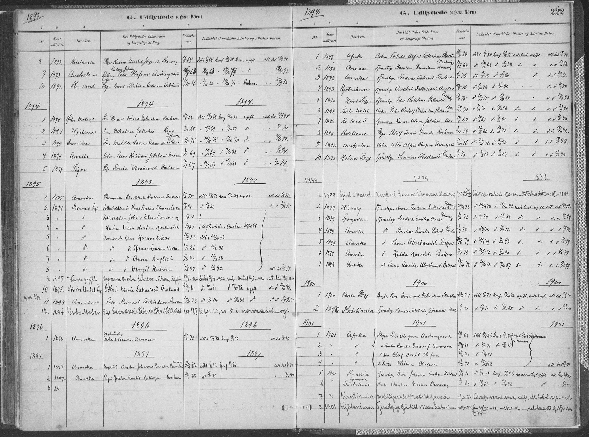 Lyngdal sokneprestkontor, SAK/1111-0029/F/Fa/Faa/L0004: Parish register (official) no. A 4, 1883-1904, p. 222
