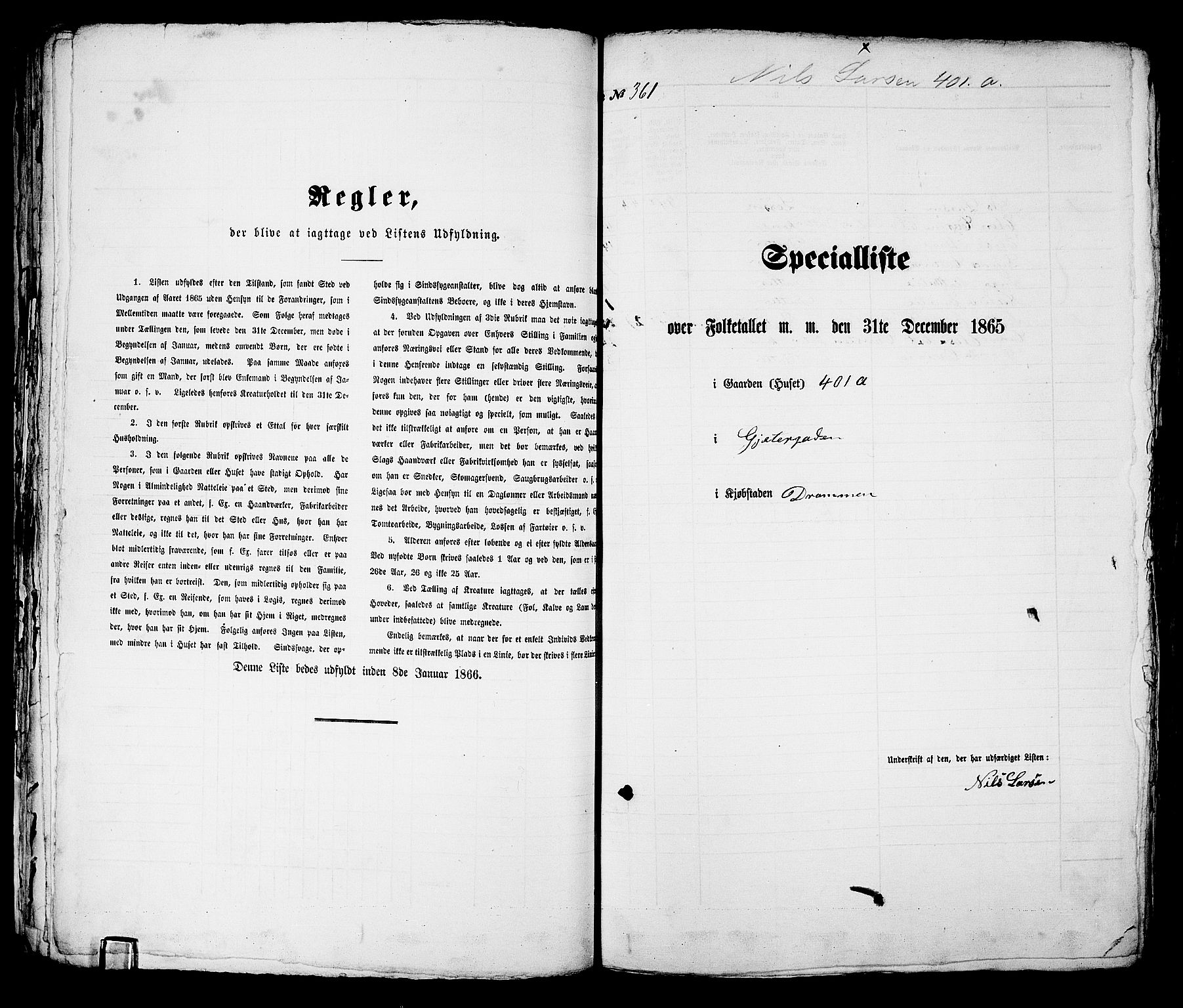 RA, 1865 census for Bragernes in Drammen, 1865, p. 755