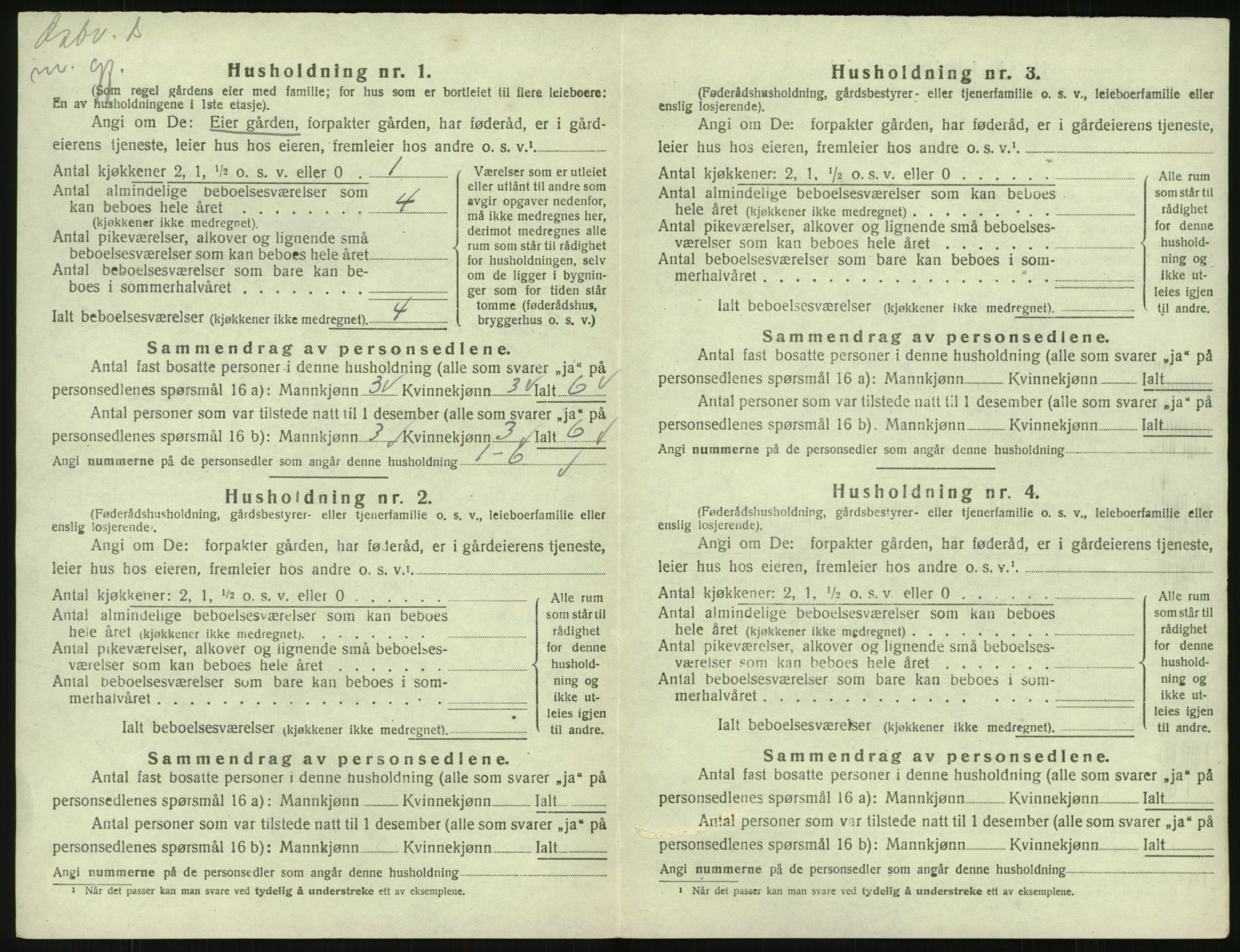 SAK, 1920 census for Hægeland, 1920, p. 394