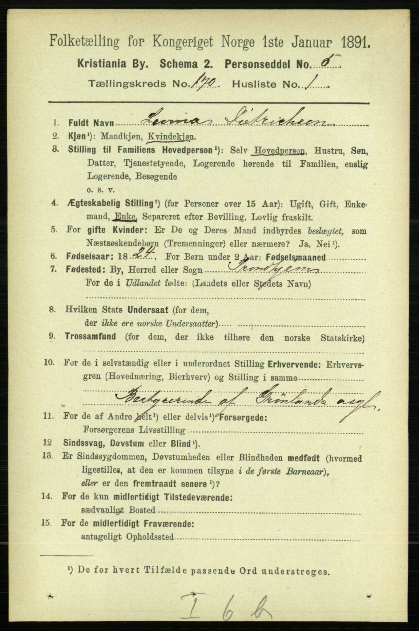 RA, 1891 census for 0301 Kristiania, 1891, p. 99615