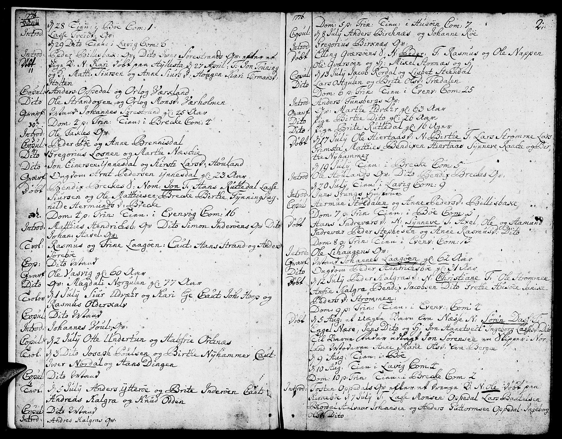 Gulen sokneprestembete, AV/SAB-A-80201/H/Haa/Haaa/L0013: Parish register (official) no. A 13, 1776-1787, p. 2
