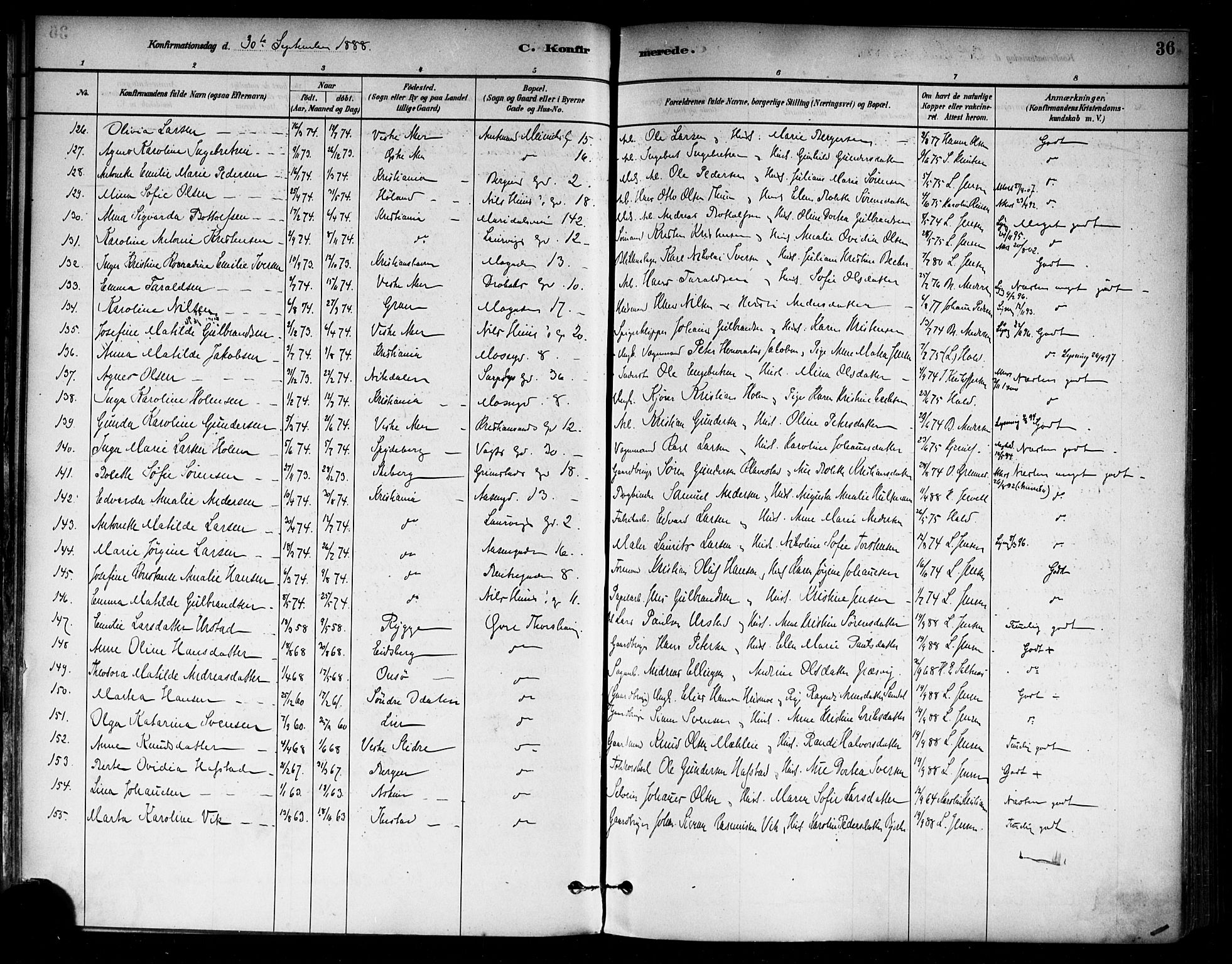 Sagene prestekontor Kirkebøker, SAO/A-10796/F/L0002: Parish register (official) no. 2, 1880-1897, p. 36