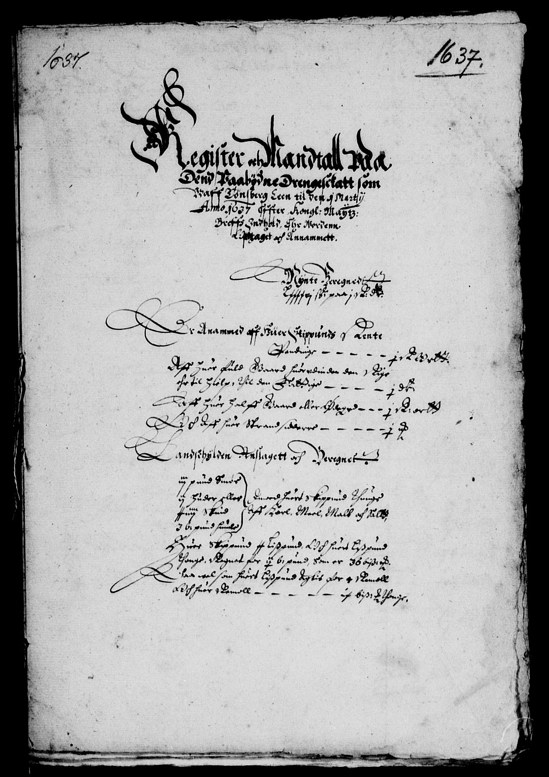 Rentekammeret inntil 1814, Reviderte regnskaper, Lensregnskaper, RA/EA-5023/R/Rb/Rbo/L0017: Tønsberg len, 1636-1638