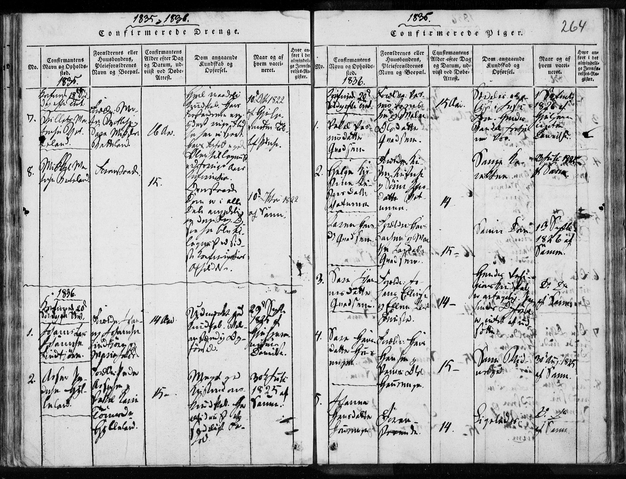 Eigersund sokneprestkontor, AV/SAST-A-101807/001/30/30BA/L0008: Parish register (official) no. A 8, 1816-1847, p. 264