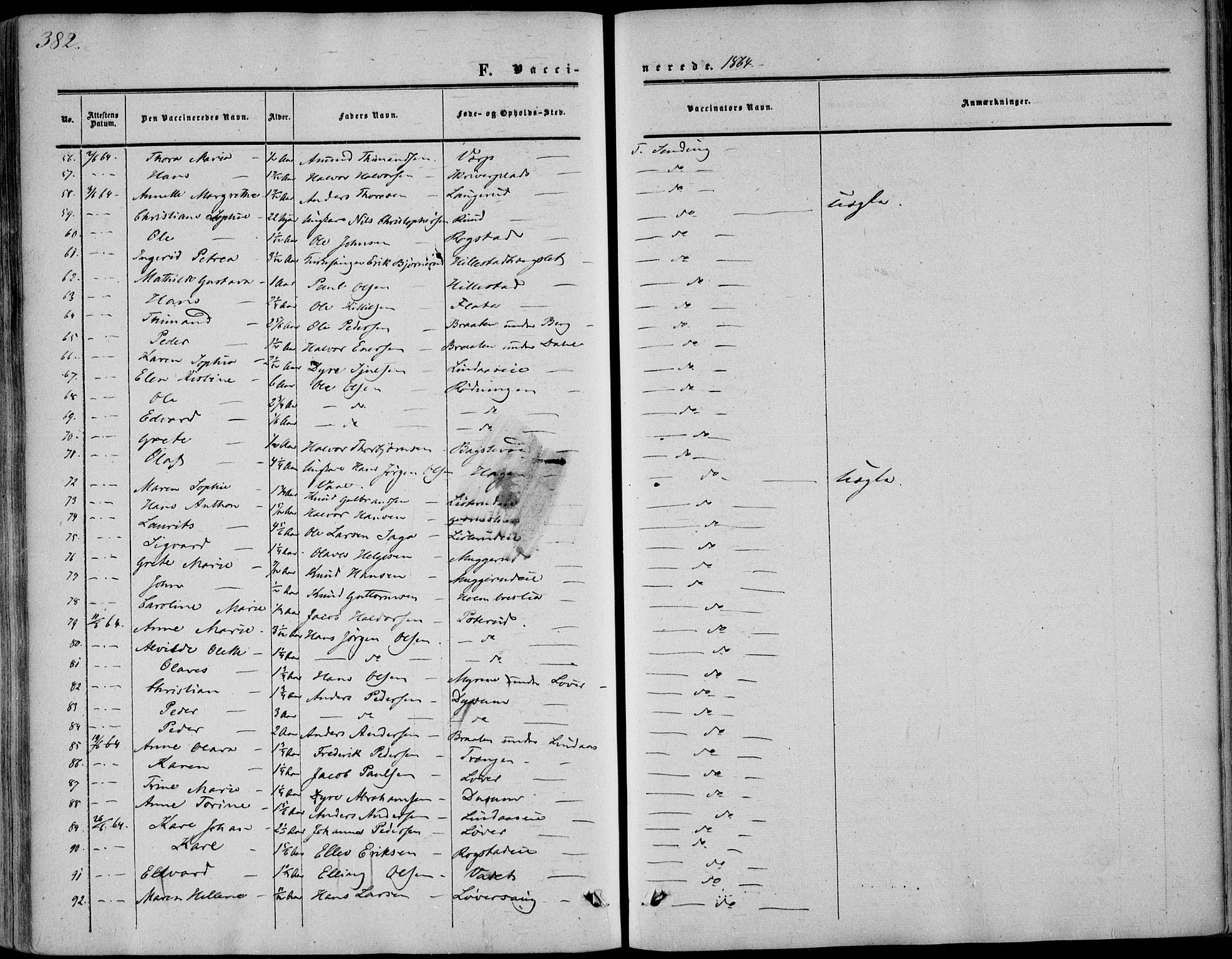 Sandsvær kirkebøker, AV/SAKO-A-244/F/Fa/L0006: Parish register (official) no. I 6, 1857-1868, p. 382