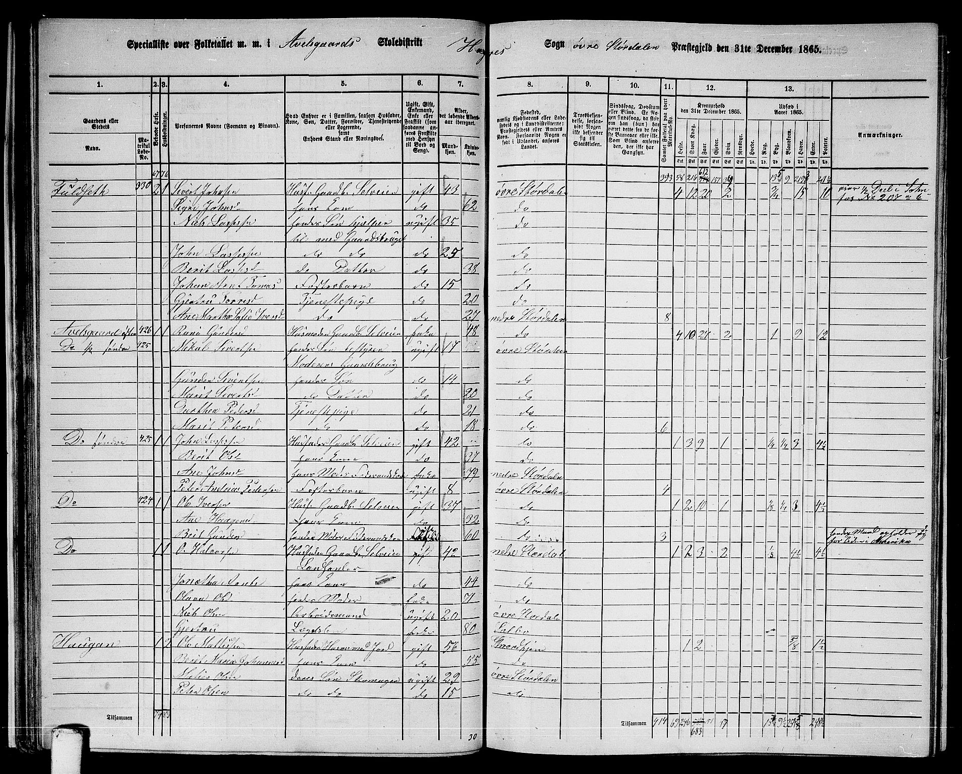 RA, 1865 census for Øvre Stjørdal, 1865, p. 39