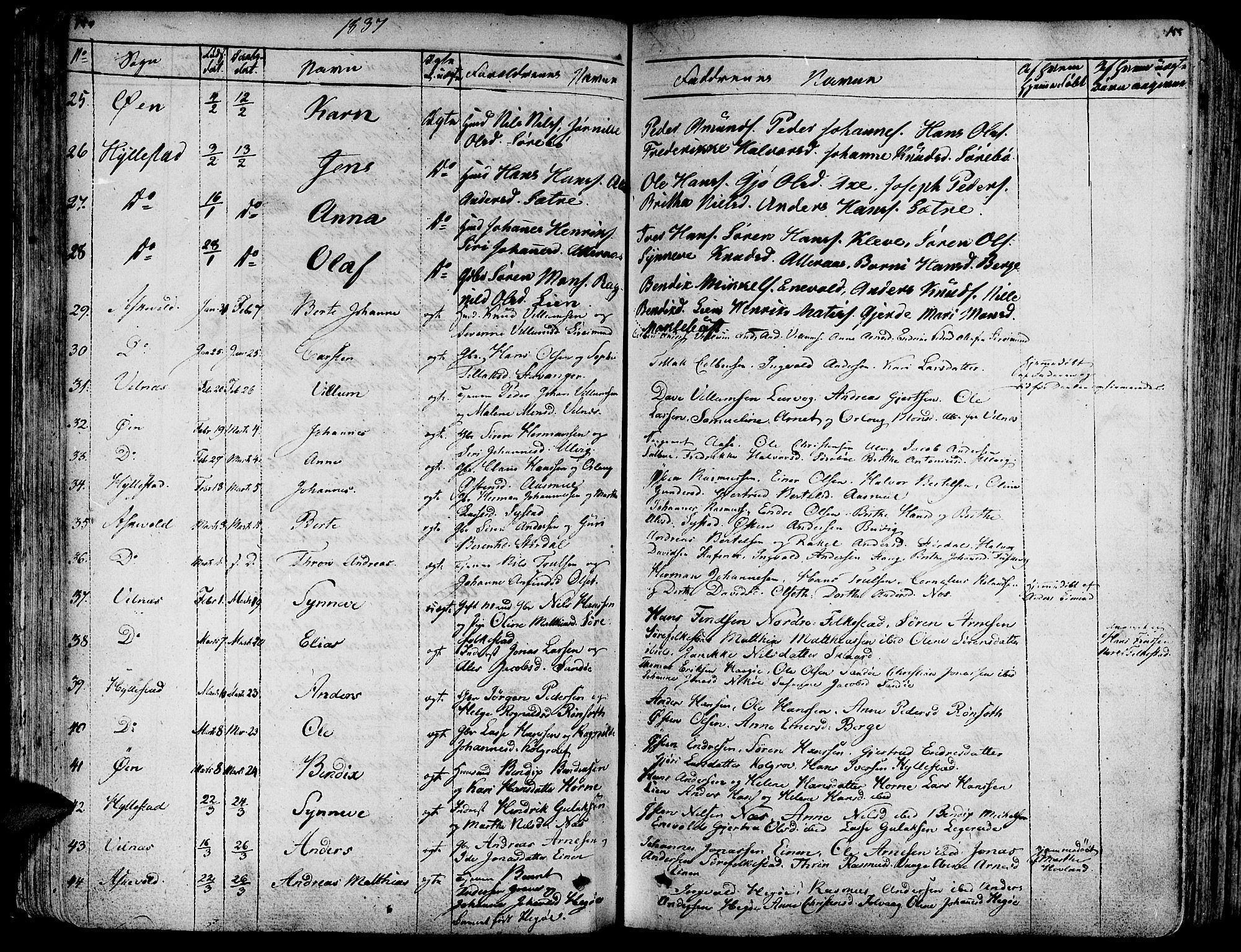 Askvoll sokneprestembete, SAB/A-79501/H/Haa/Haaa/L0010: Parish register (official) no. A 10, 1821-1844, p. 154-155