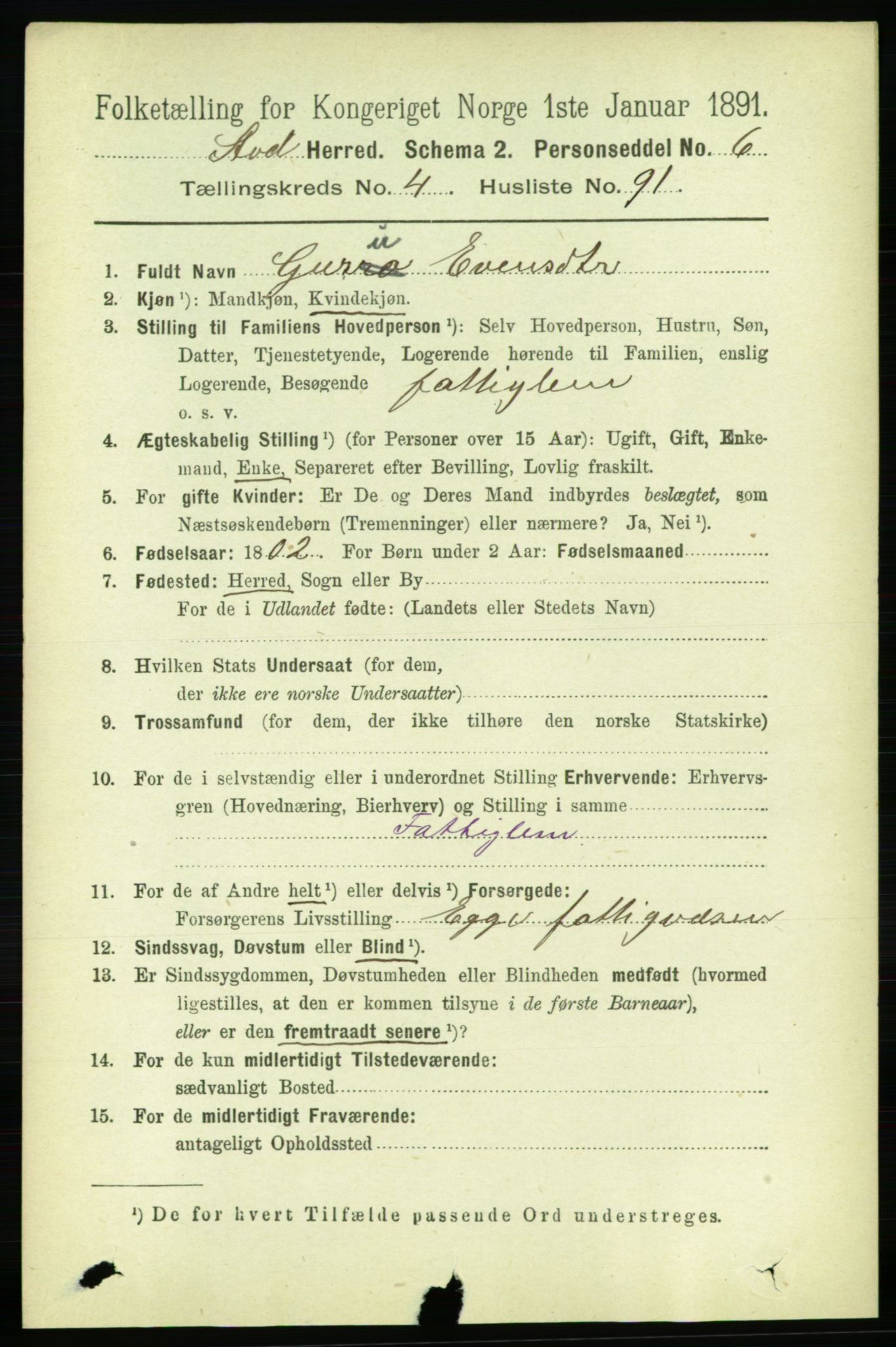 RA, 1891 census for 1734 Stod, 1891, p. 2278