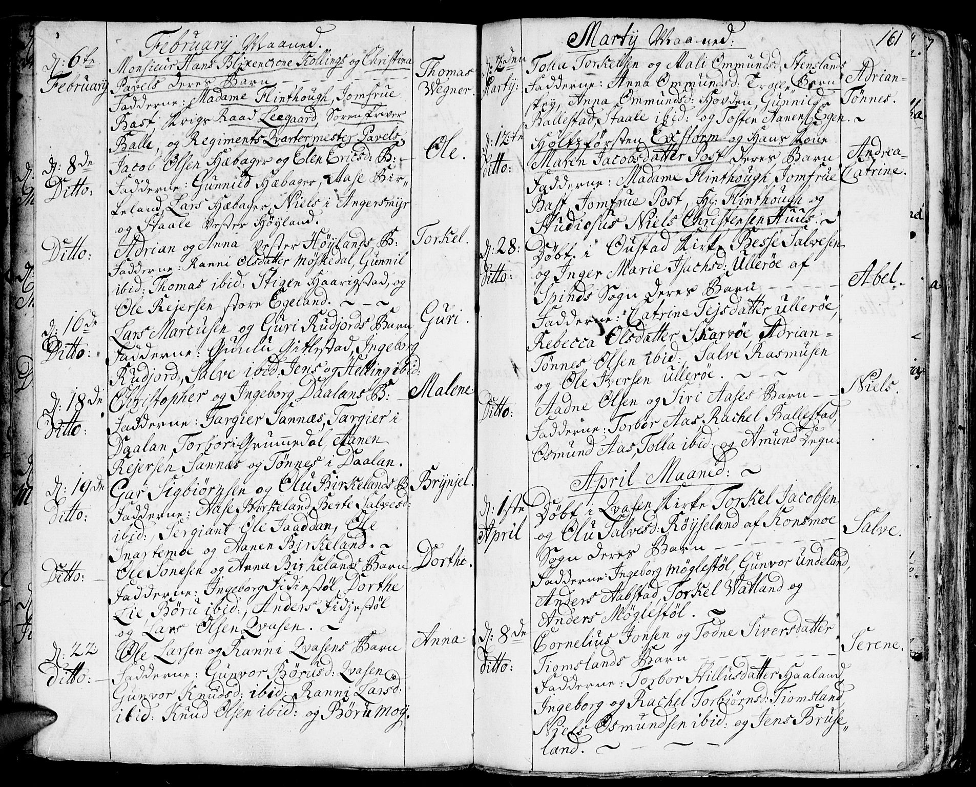 Lyngdal sokneprestkontor, AV/SAK-1111-0029/F/Fa/Fac/L0001: Parish register (official) no. A 1, 1727-1779, p. 161