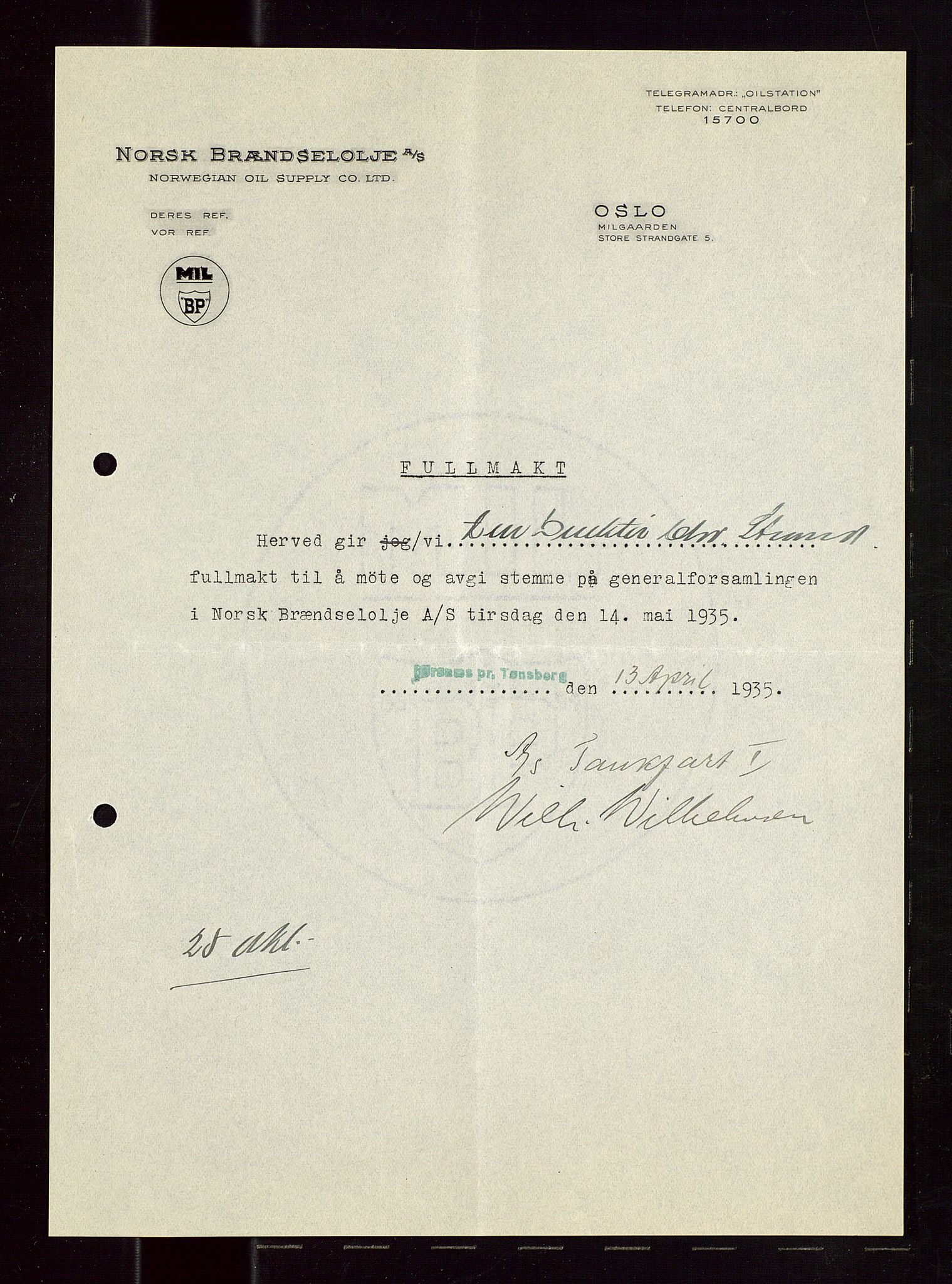 PA 1544 - Norsk Brændselolje A/S, AV/SAST-A-101965/1/A/Aa/L0002/0003: Generalforsamling  / Generalforsamling 1935, 1936, 1935-1936, p. 157