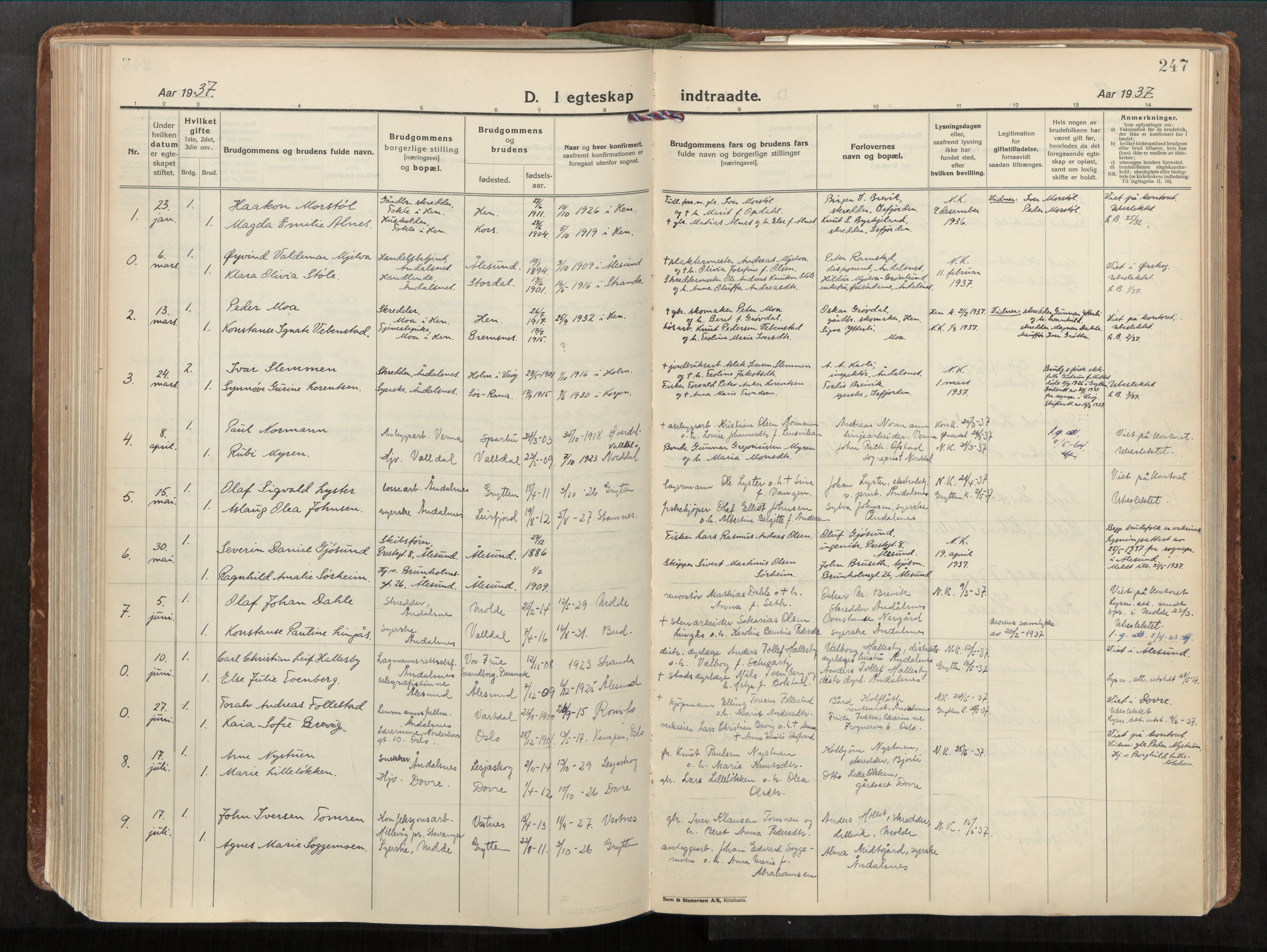 Ministerialprotokoller, klokkerbøker og fødselsregistre - Møre og Romsdal, AV/SAT-A-1454/544/L0587: Parish register (official) no. 544A11, 1924-1954, p. 247