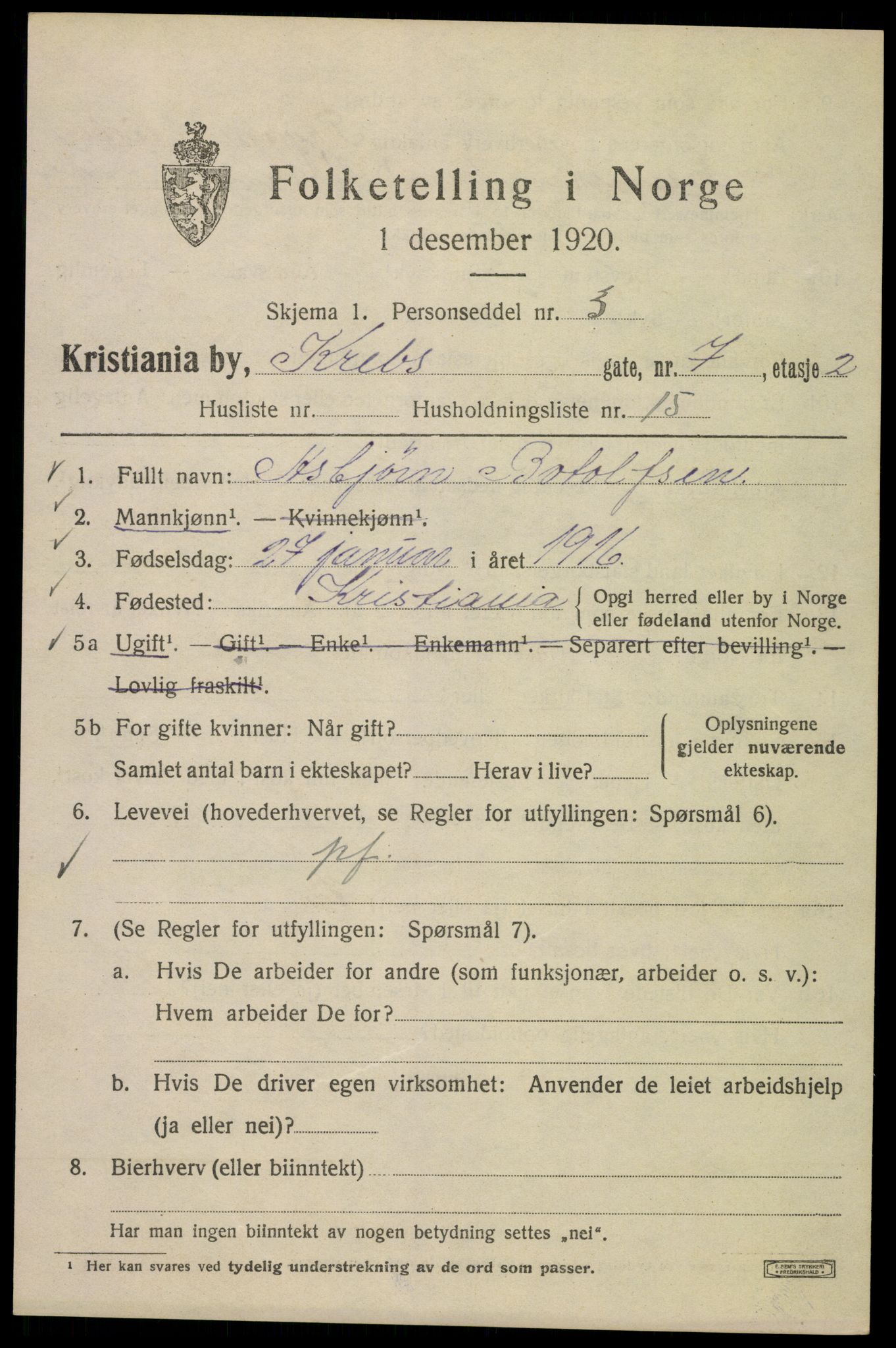 SAO, 1920 census for Kristiania, 1920, p. 351167