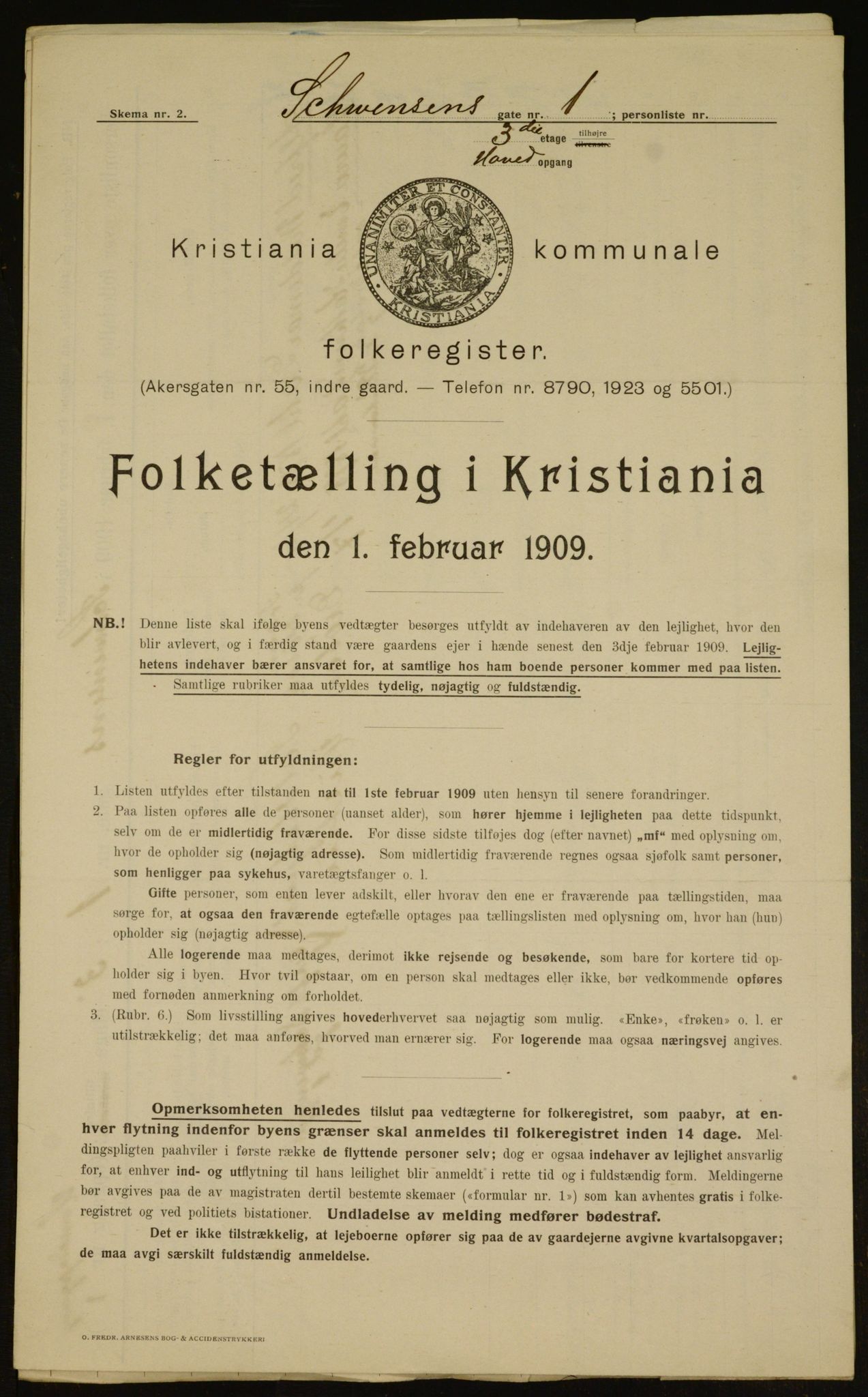 OBA, Municipal Census 1909 for Kristiania, 1909, p. 84128