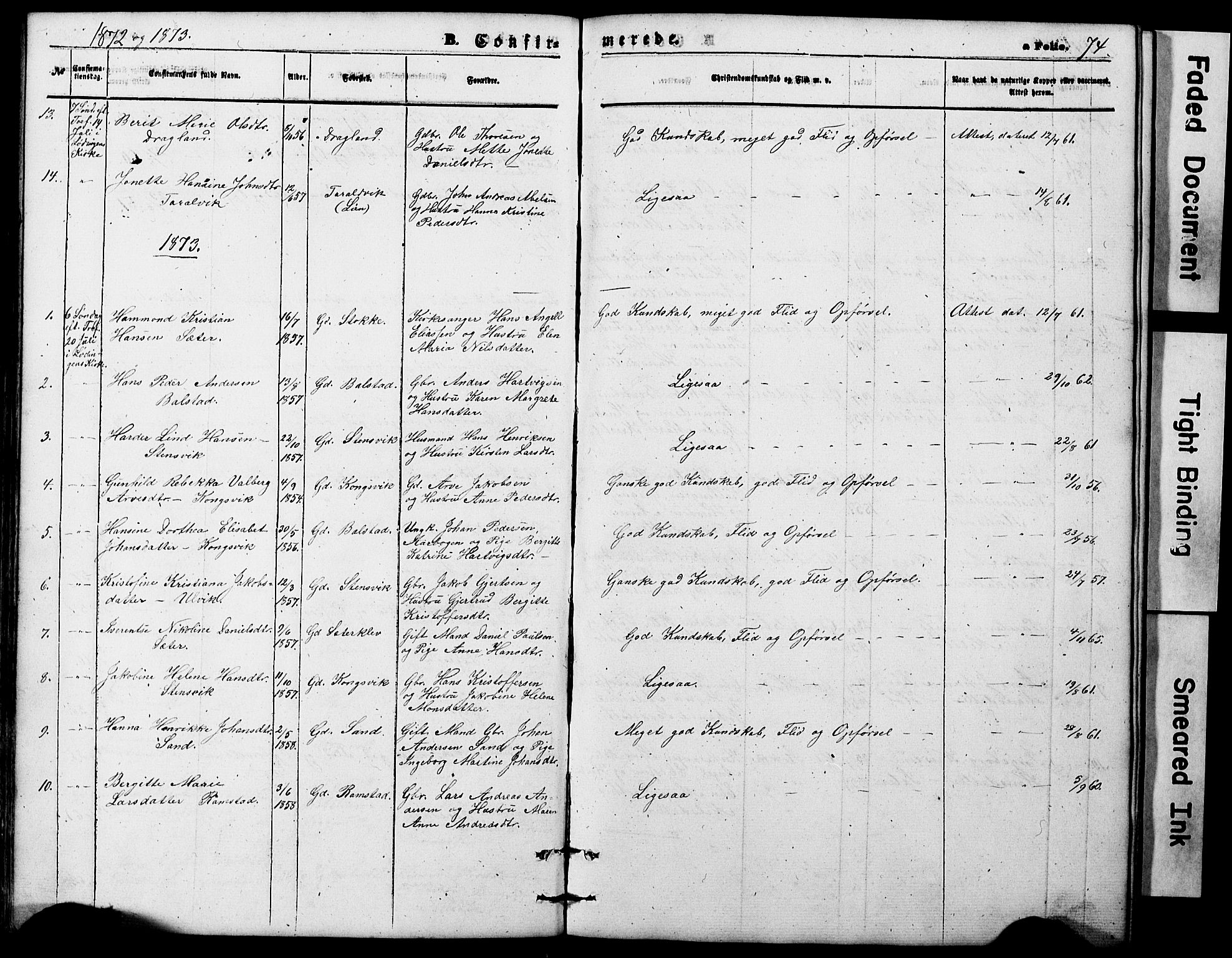 Ministerialprotokoller, klokkerbøker og fødselsregistre - Nordland, AV/SAT-A-1459/865/L0930: Parish register (copy) no. 865C02, 1866-1884, p. 74