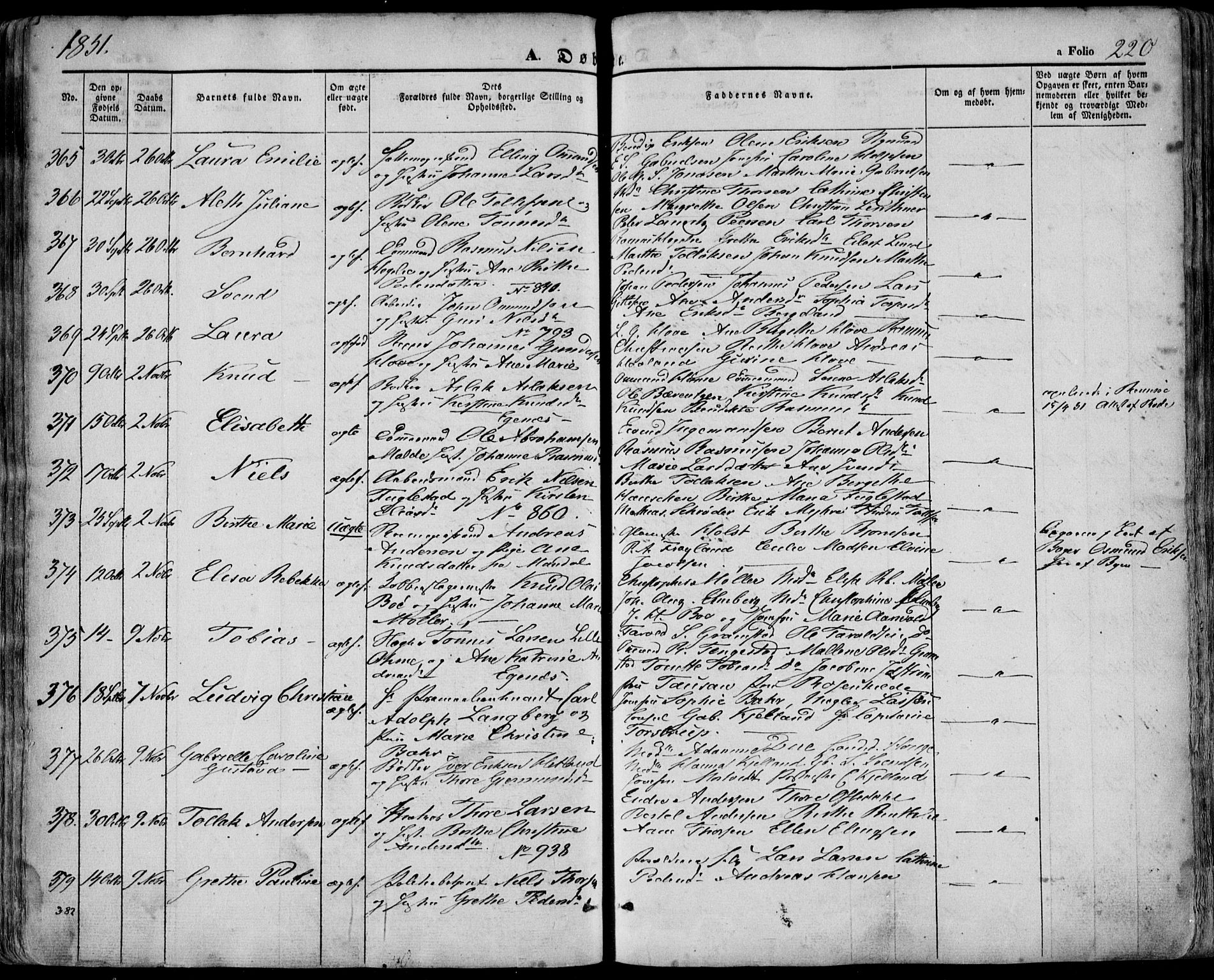 Domkirken sokneprestkontor, SAST/A-101812/001/30/30BA/L0016: Parish register (official) no. A 15, 1844-1854, p. 220
