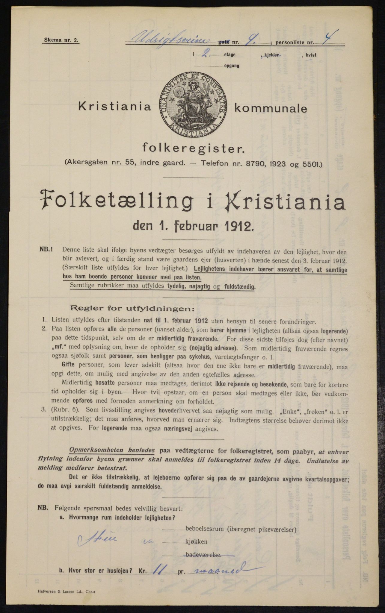 OBA, Municipal Census 1912 for Kristiania, 1912, p. 121349