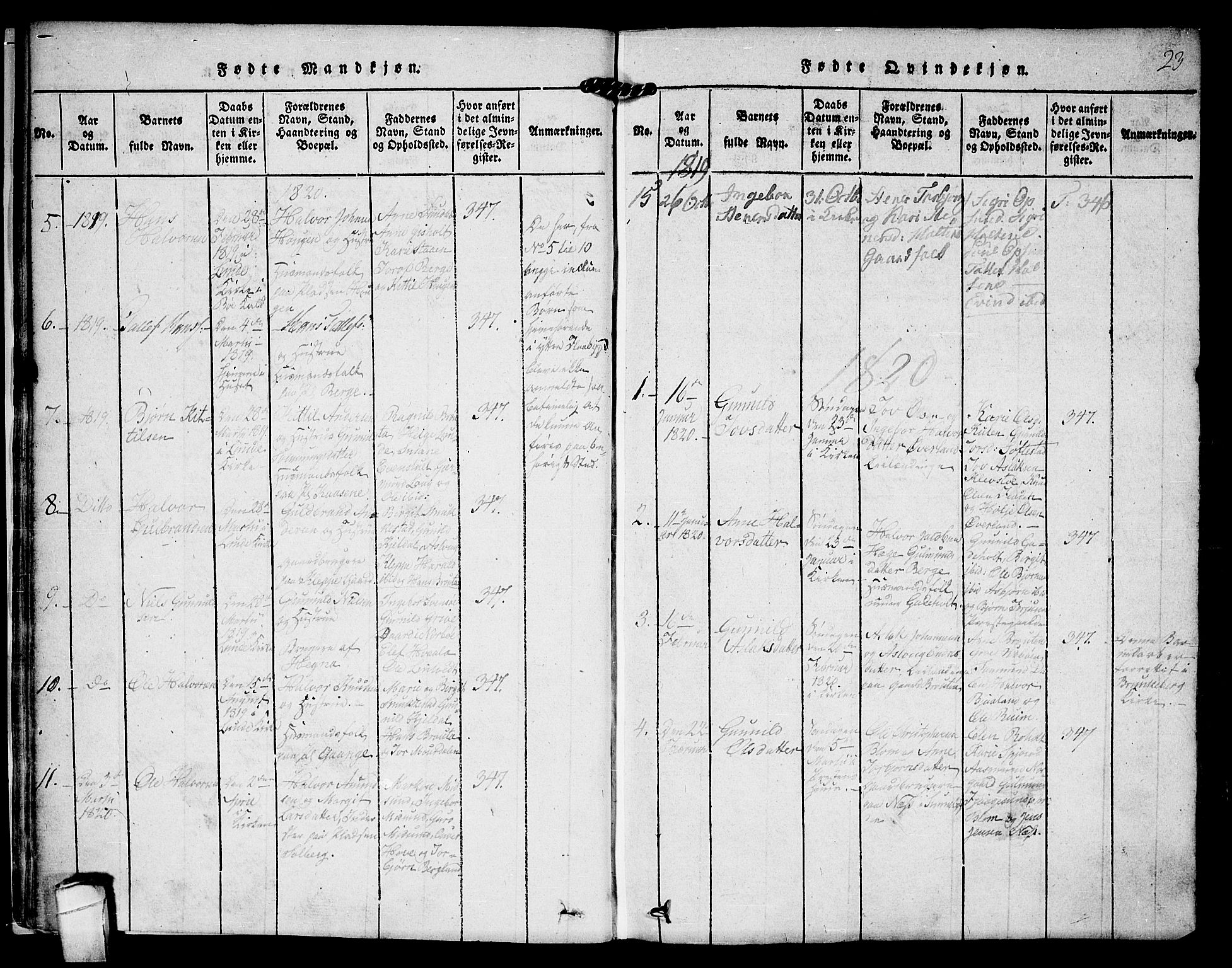 Kviteseid kirkebøker, SAKO/A-276/F/Fa/L0005: Parish register (official) no. I 5, 1815-1836, p. 23