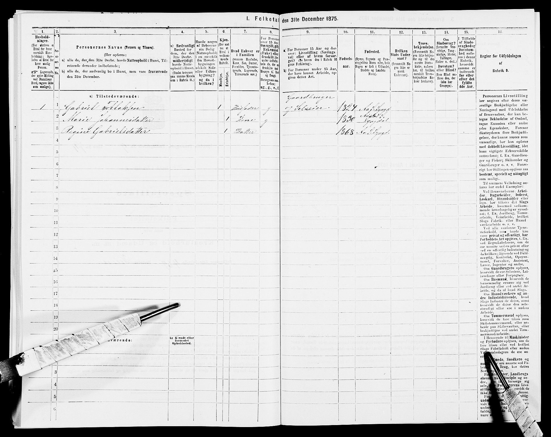 SAK, 1875 census for 1032P Lyngdal, 1875, p. 1512