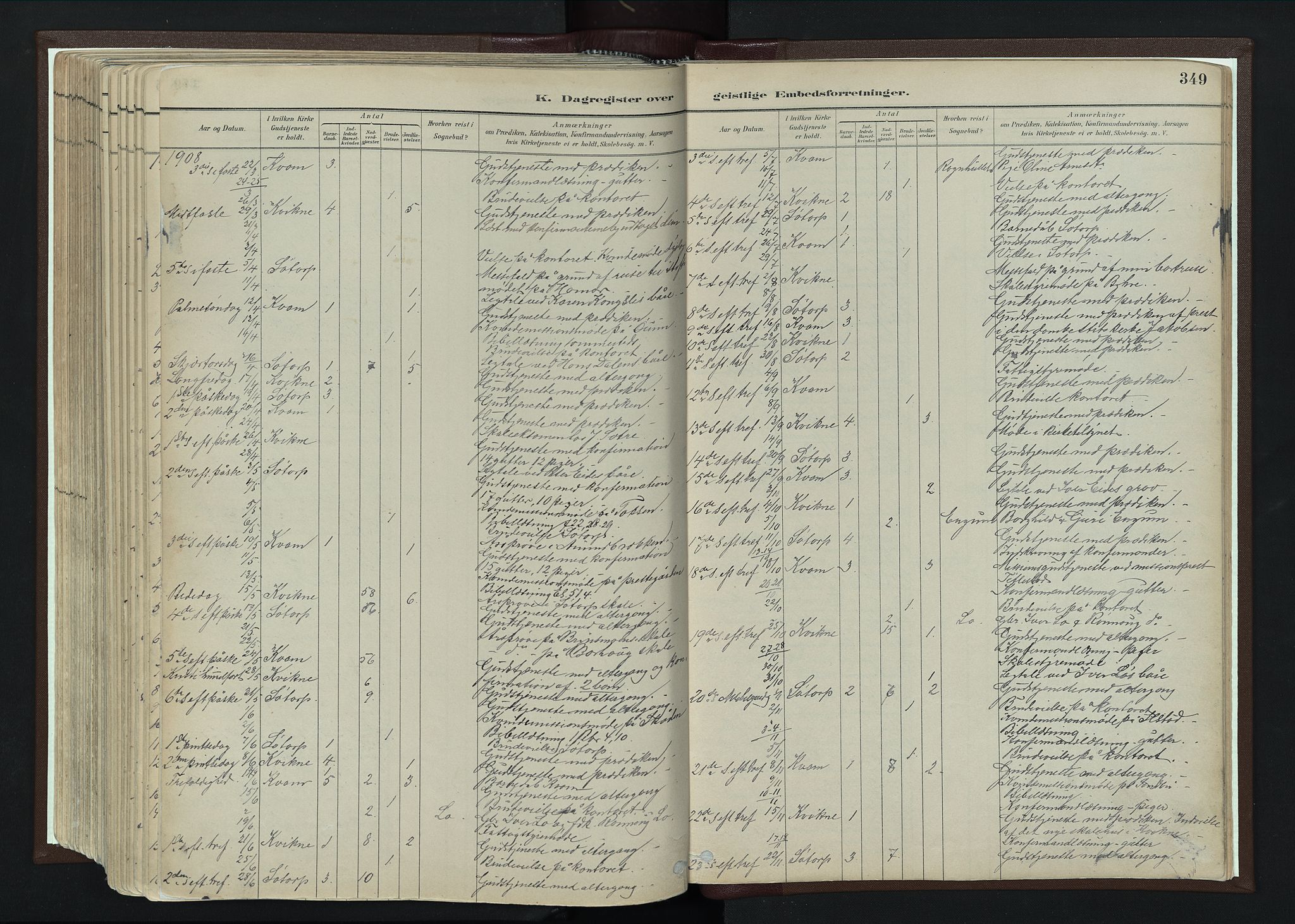 Nord-Fron prestekontor, SAH/PREST-080/H/Ha/Haa/L0004: Parish register (official) no. 4, 1884-1914, p. 349