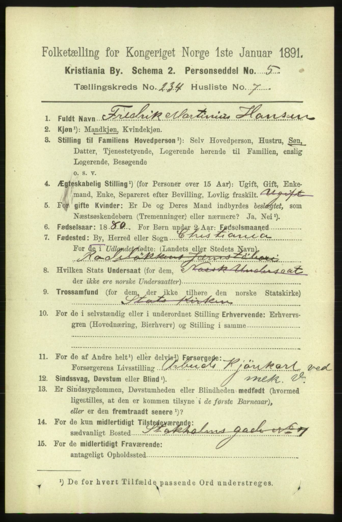 RA, 1891 census for 0301 Kristiania, 1891, p. 143711
