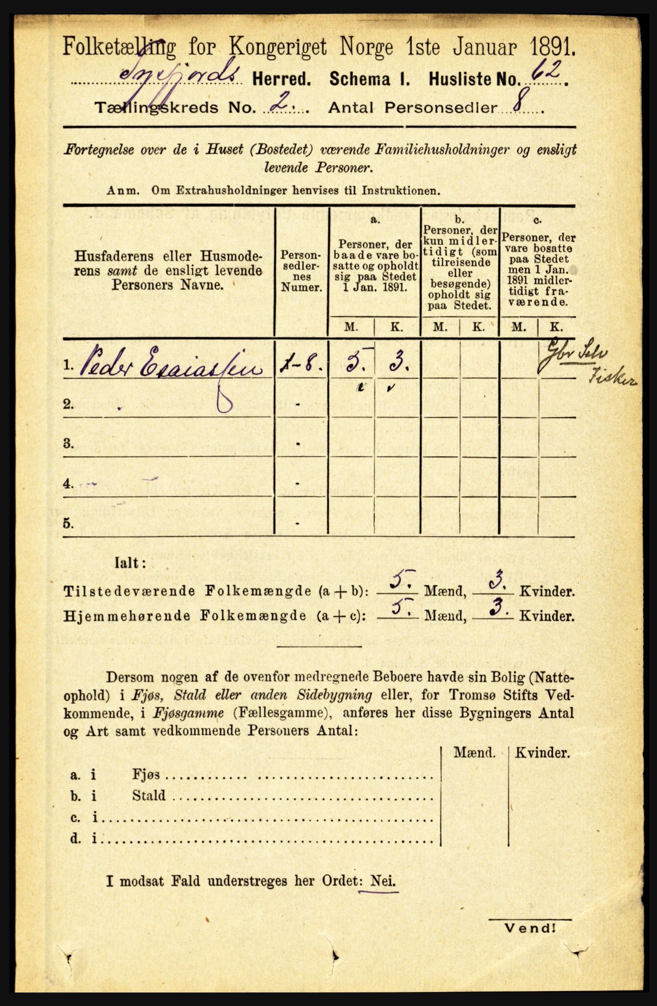 RA, 1891 census for 1850 Tysfjord, 1891, p. 552